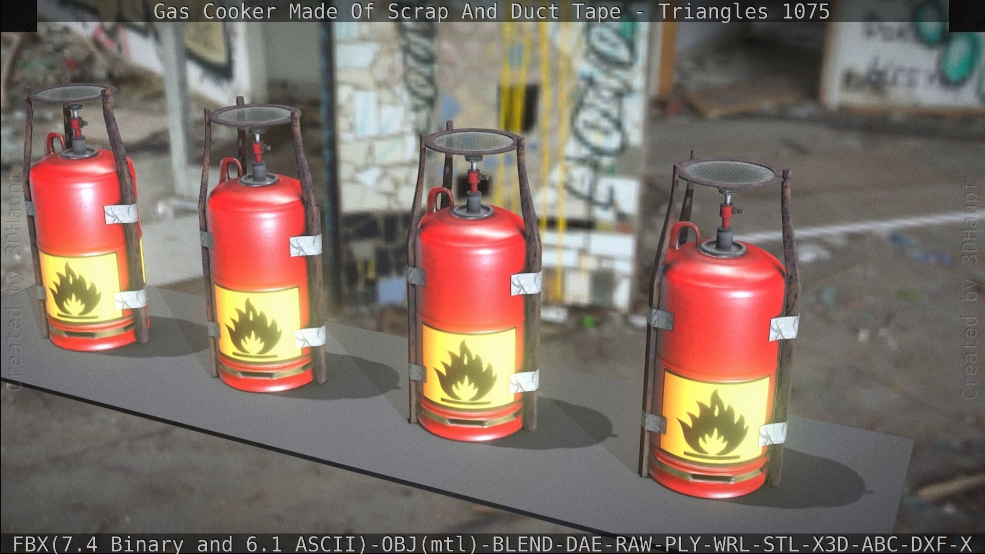 Gas Cooker Made Of Scrap And Duct Tape Low-poly 3D model_183