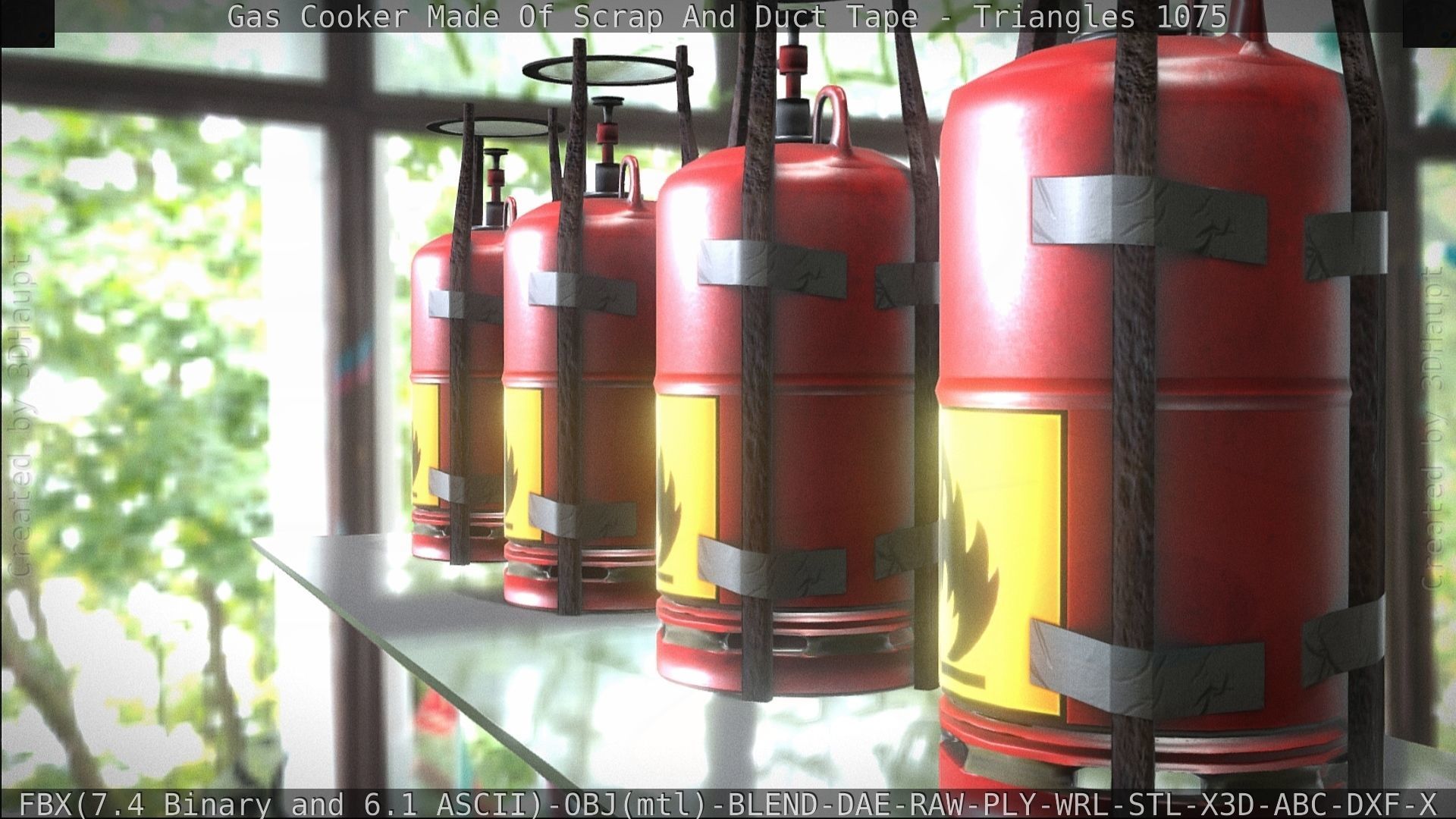 Gas Cooker Made Of Scrap And Duct Tape Low-poly 3D model_128