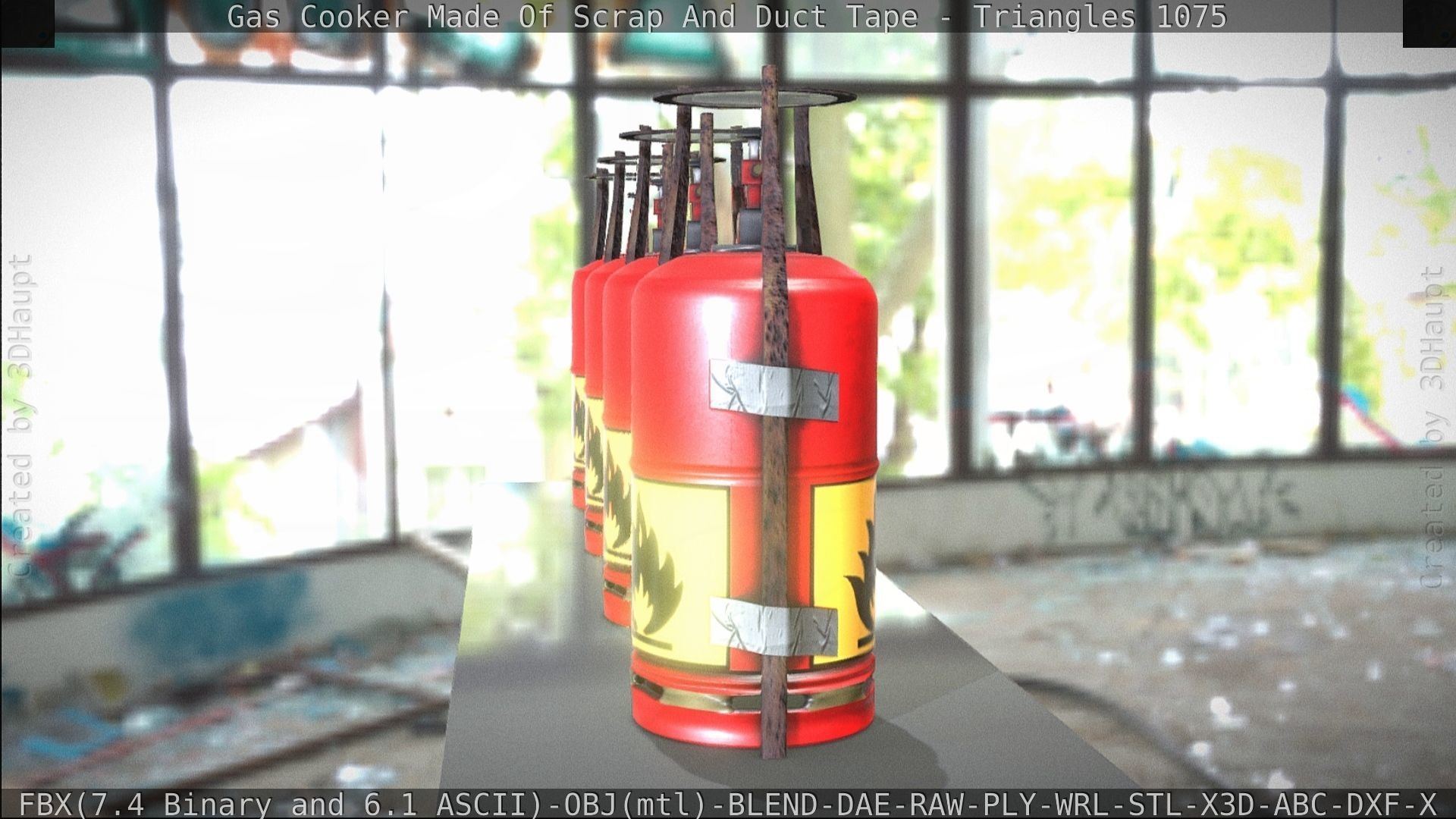 Gas Cooker Made Of Scrap And Duct Tape Low-poly 3D model_146