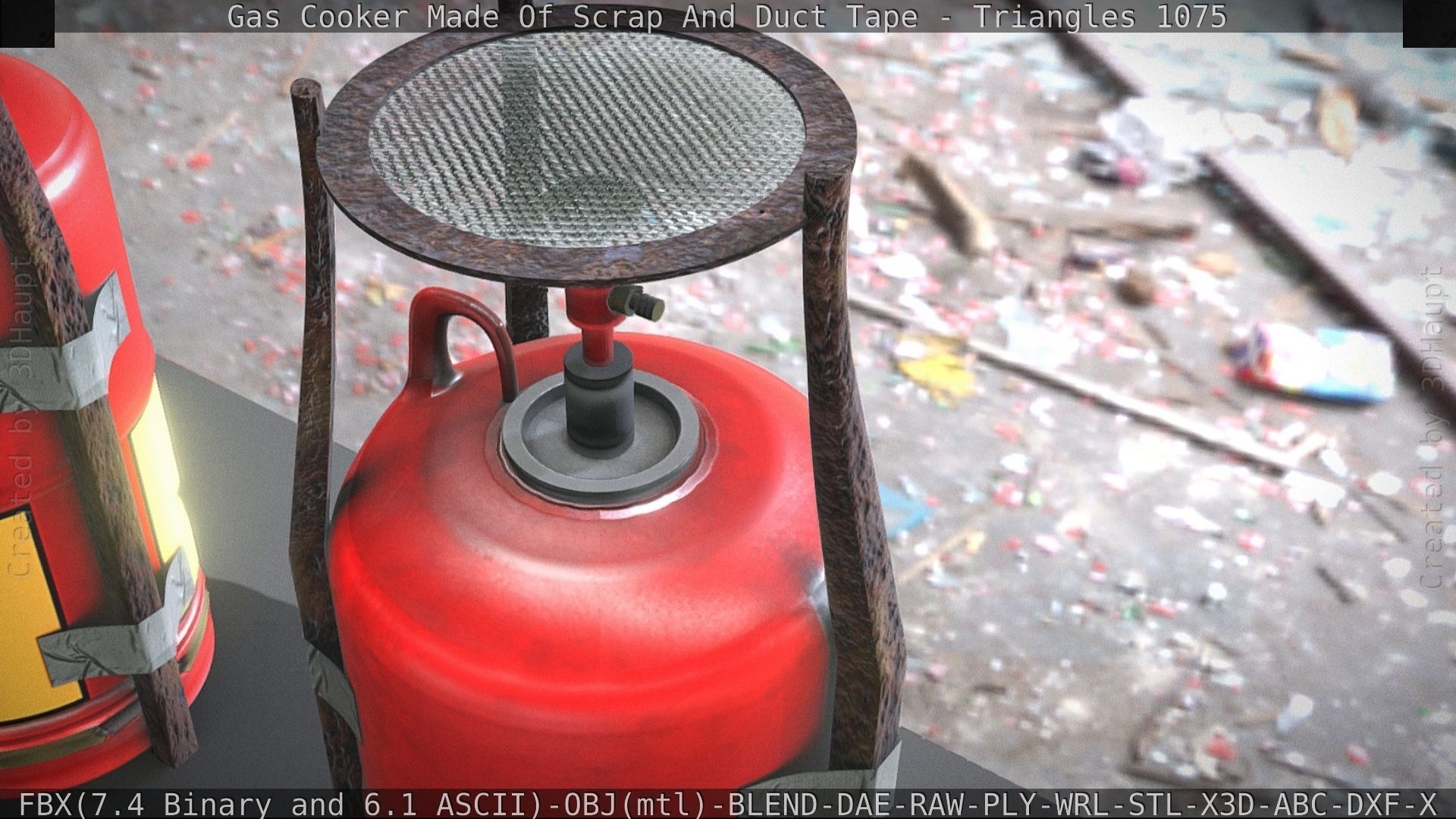 Gas Cooker Made Of Scrap And Duct Tape Low-poly 3D model_24