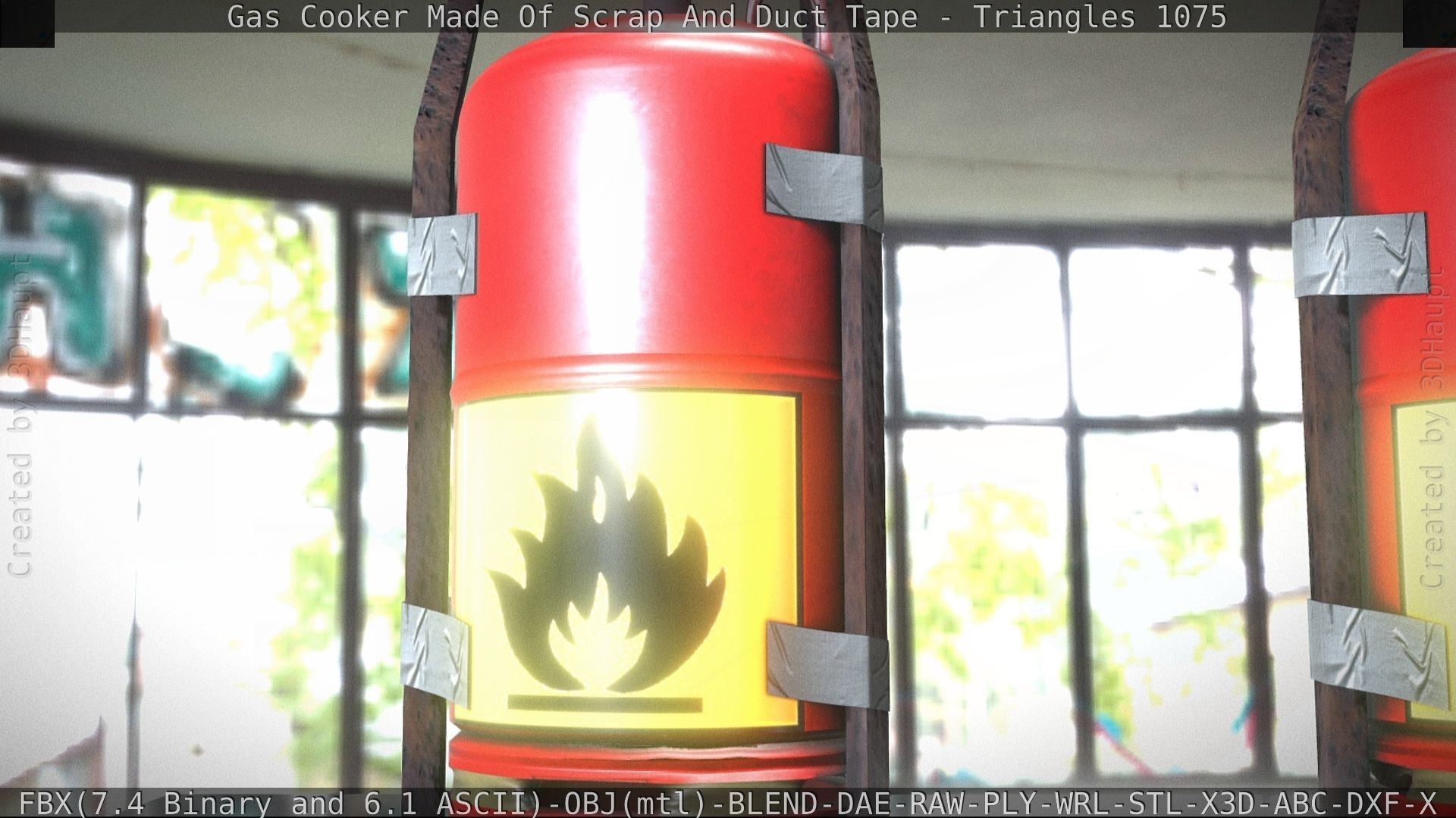 Gas Cooker Made Of Scrap And Duct Tape Low-poly 3D model_31