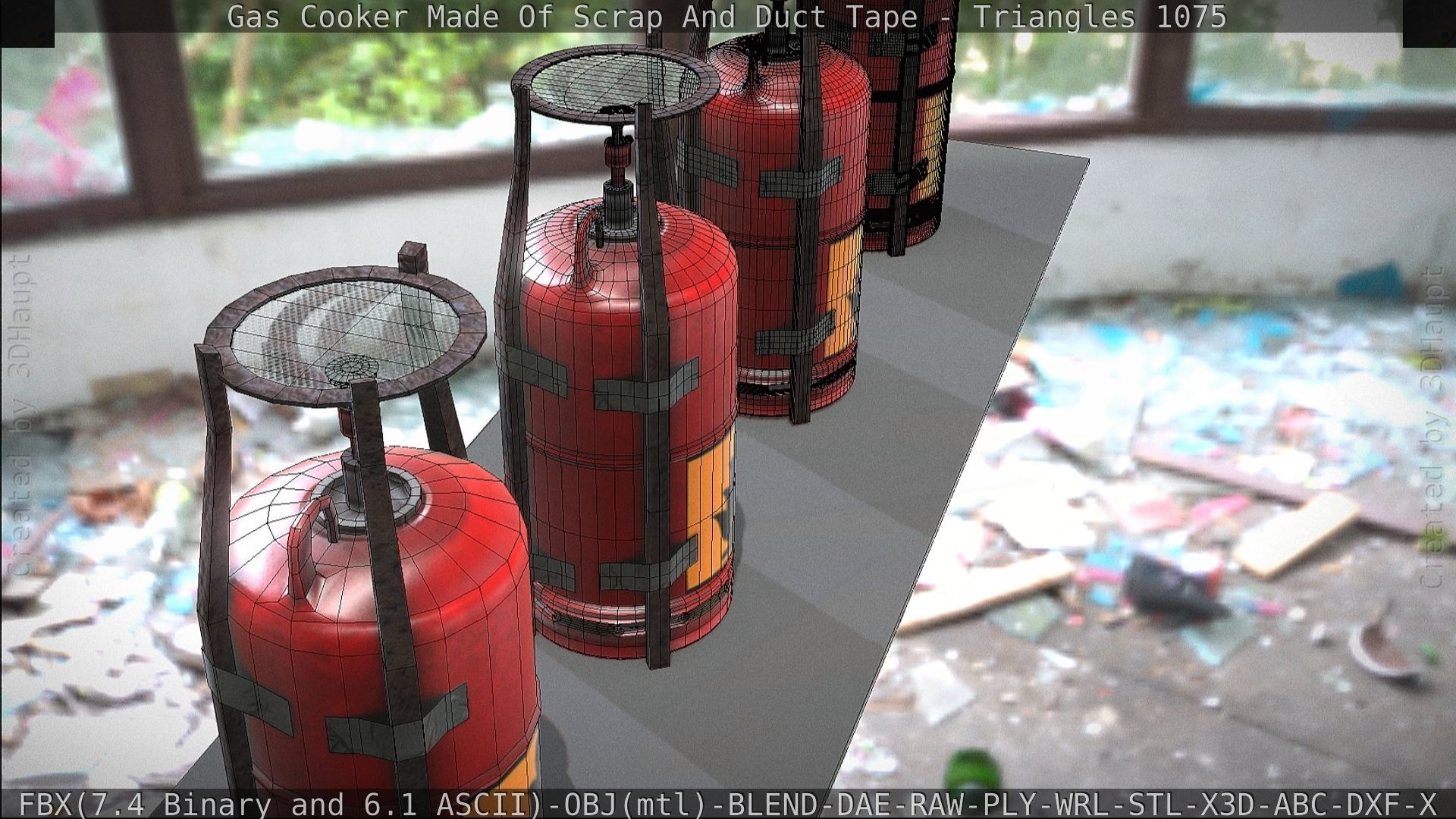 Gas Cooker Made Of Scrap And Duct Tape Low-poly 3D model_67