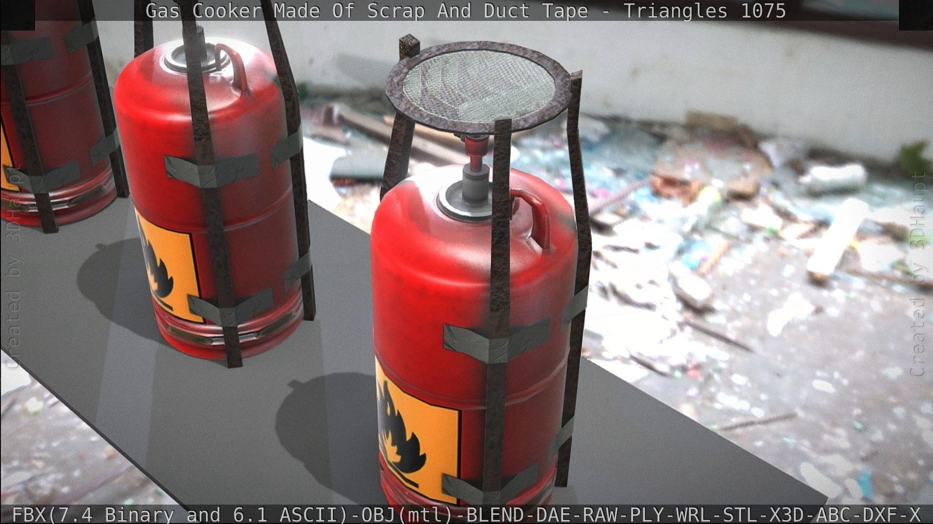 Gas Cooker Made Of Scrap And Duct Tape Low-poly 3D model_164