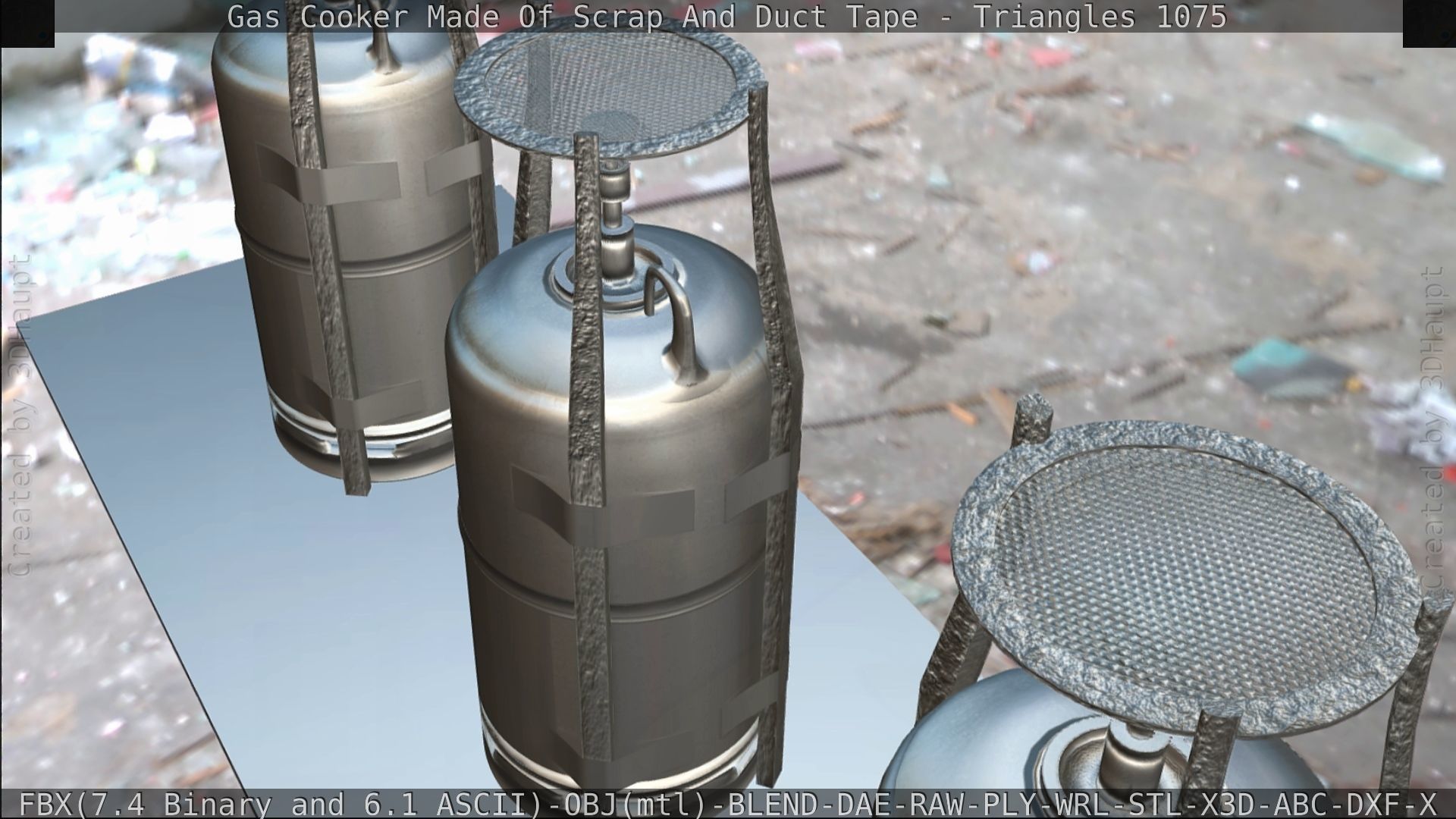 Gas Cooker Made Of Scrap And Duct Tape Low-poly 3D model_119