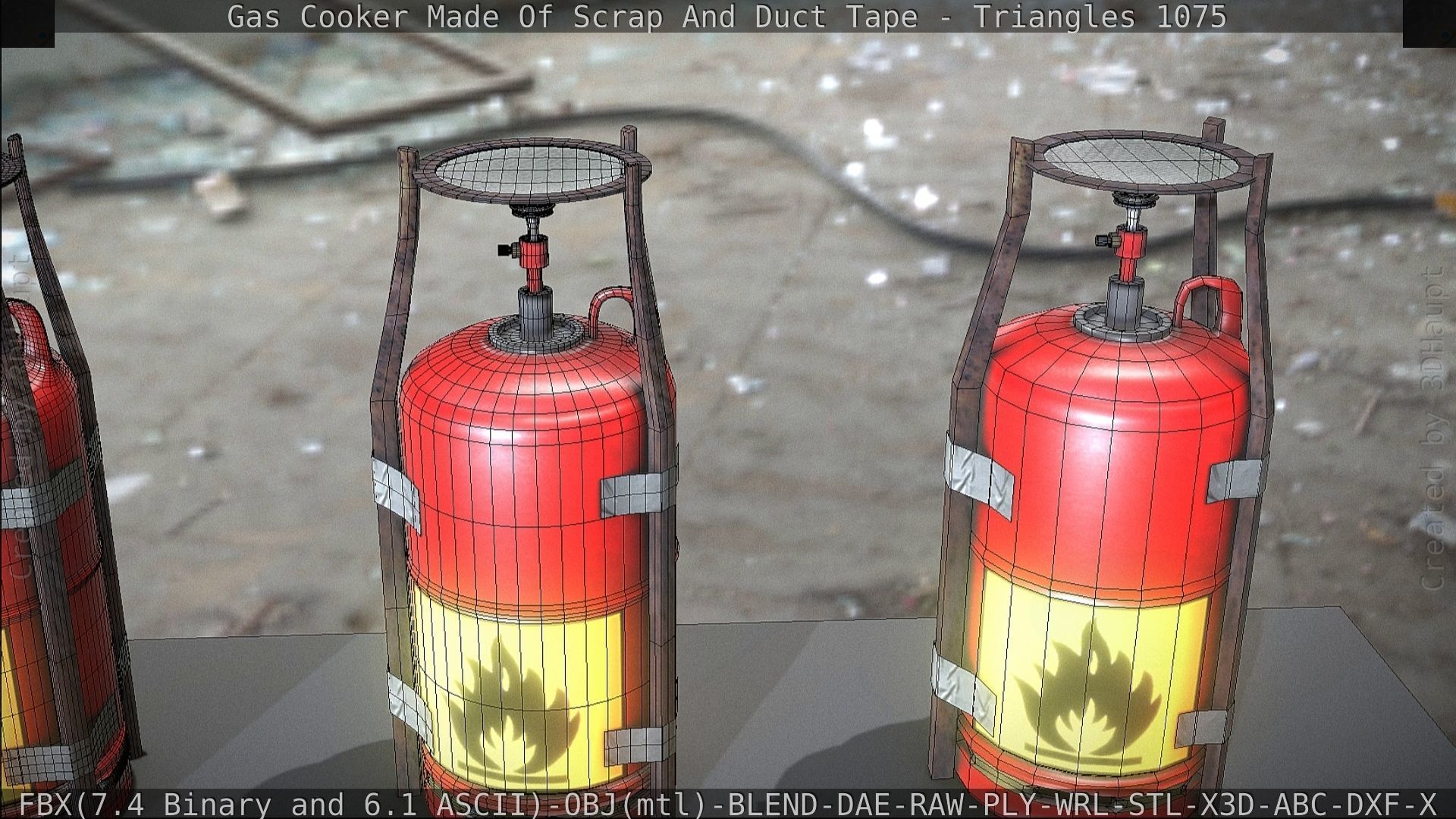 Gas Cooker Made Of Scrap And Duct Tape Low-poly 3D model_61