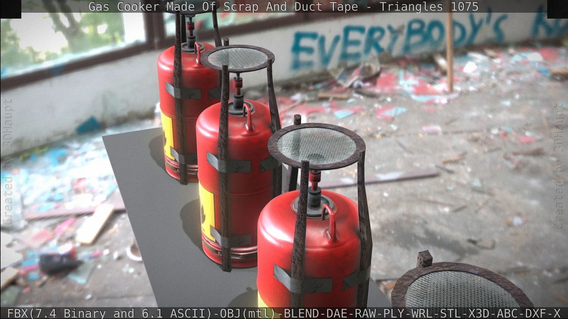 Gas Cooker Made Of Scrap And Duct Tape Low-poly 3D model_125