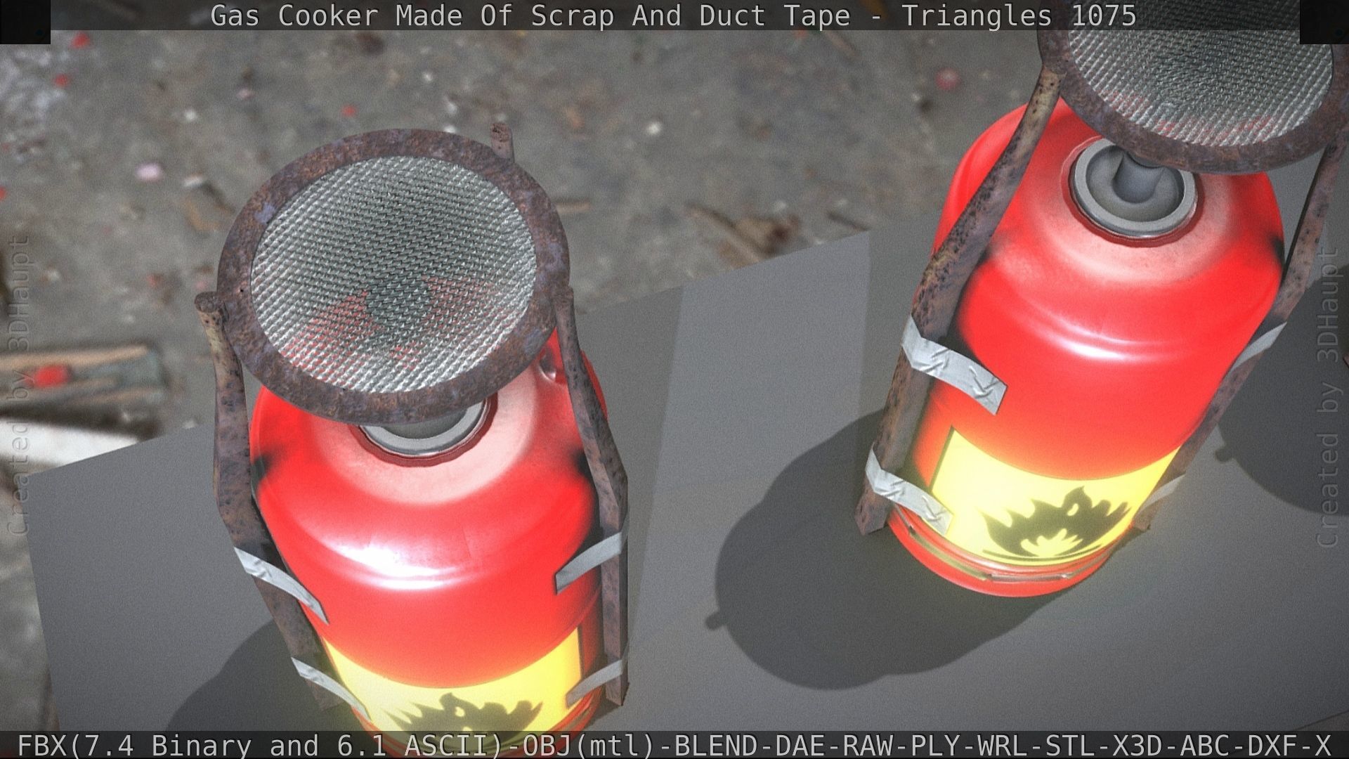 Gas Cooker Made Of Scrap And Duct Tape Low-poly 3D model_41