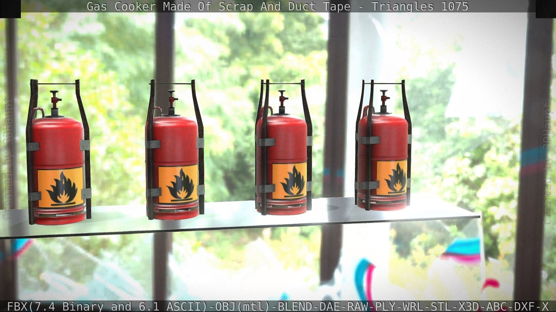 Gas Cooker Made Of Scrap And Duct Tape Low-poly 3D model_56