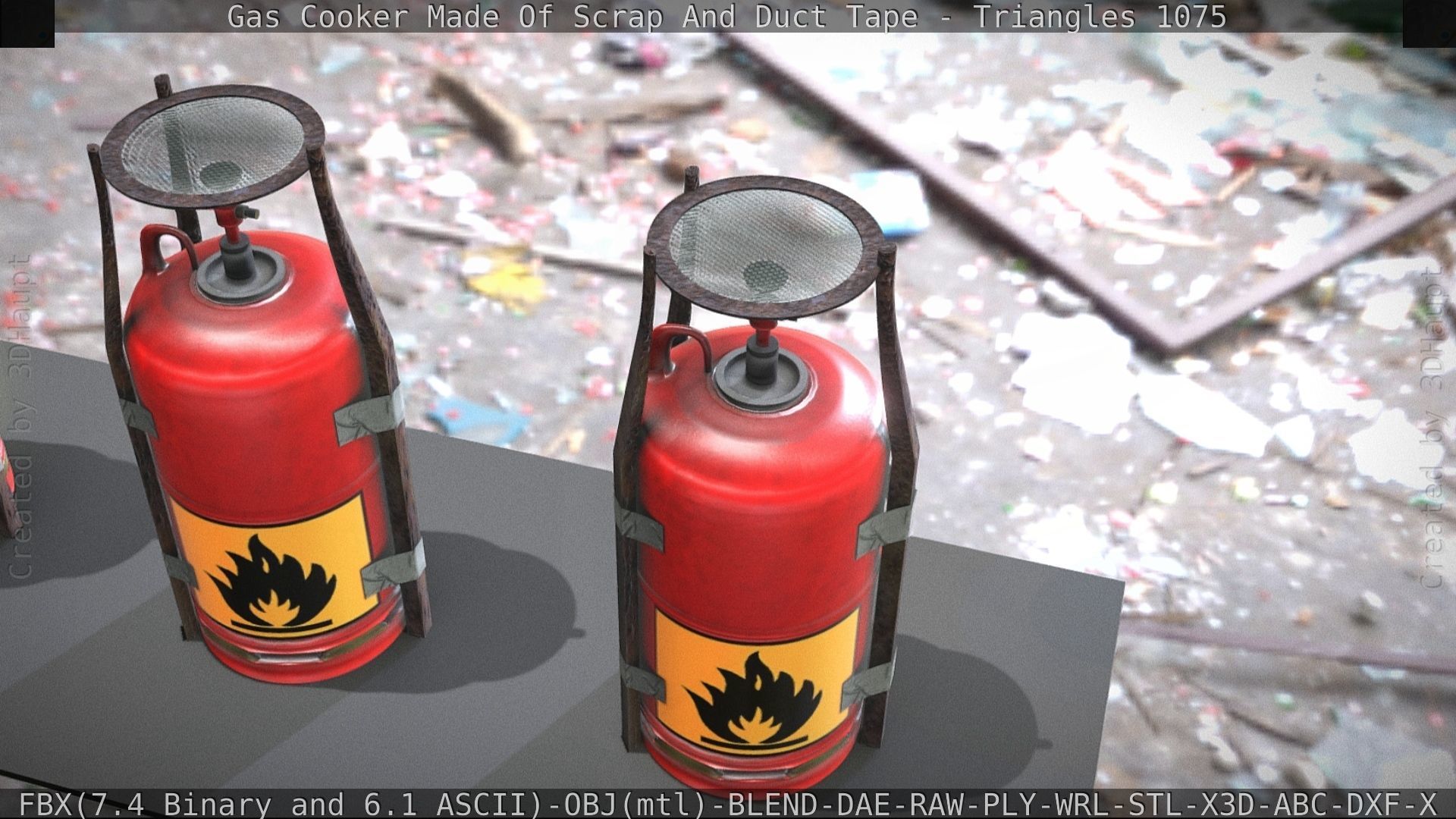 Gas Cooker Made Of Scrap And Duct Tape Low-poly 3D model_20