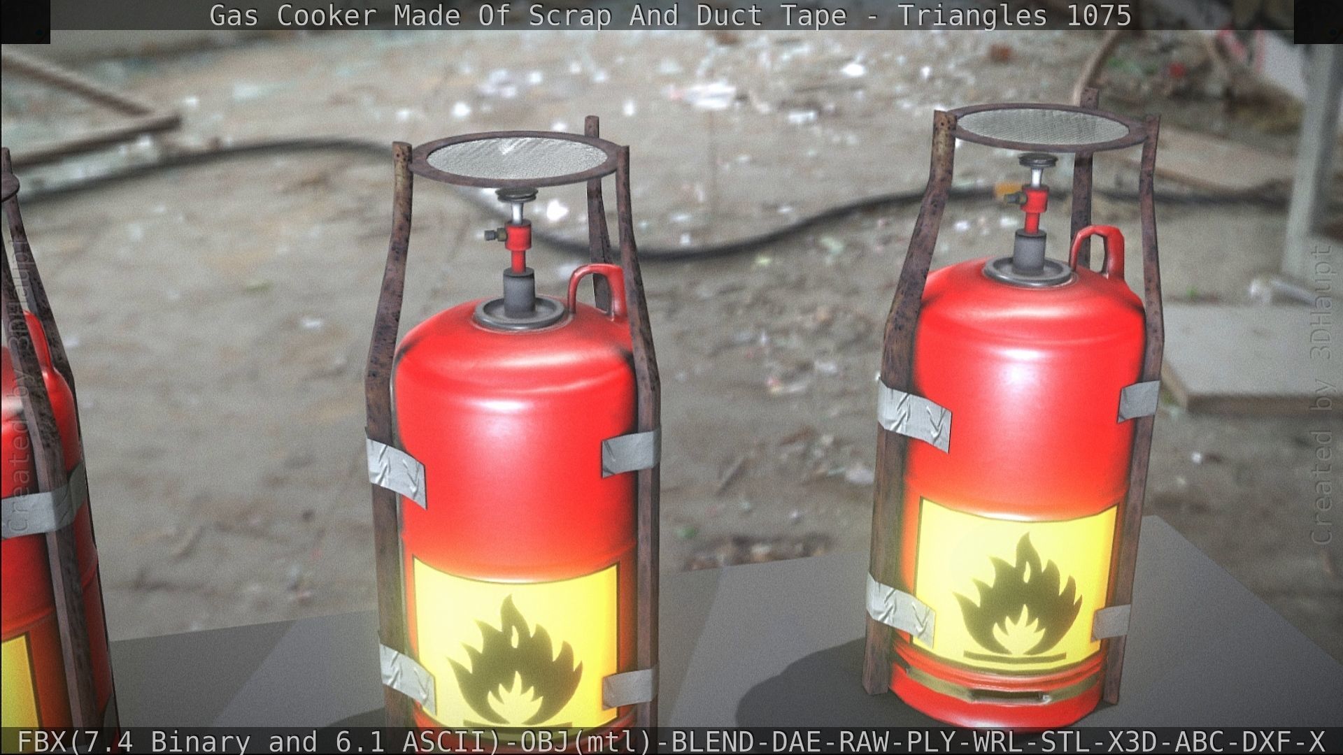 Gas Cooker Made Of Scrap And Duct Tape Low-poly 3D model_58