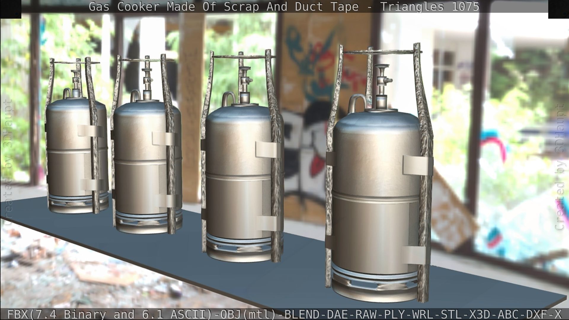 Gas Cooker Made Of Scrap And Duct Tape Low-poly 3D model_108