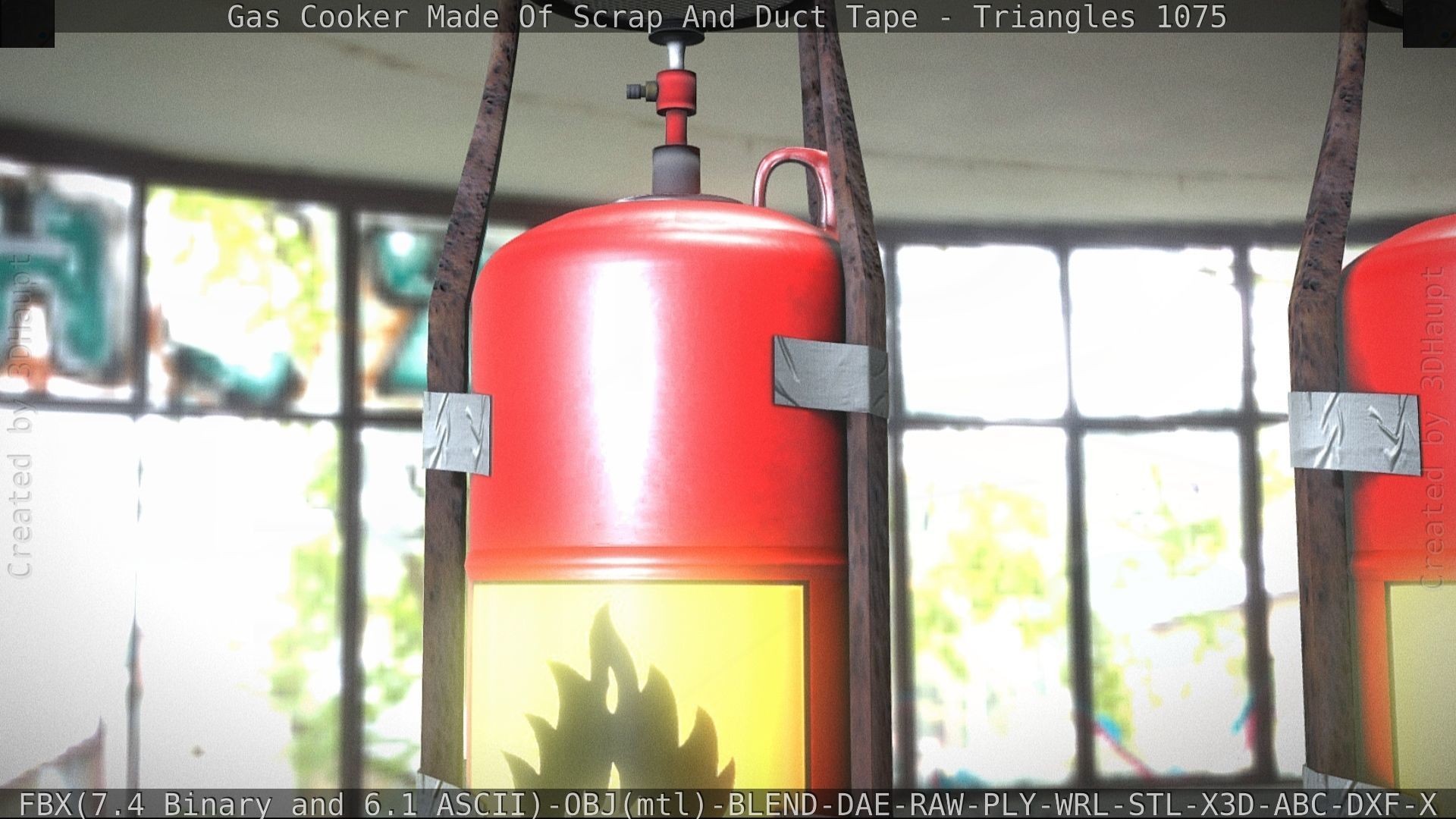 Gas Cooker Made Of Scrap And Duct Tape Low-poly 3D model_30