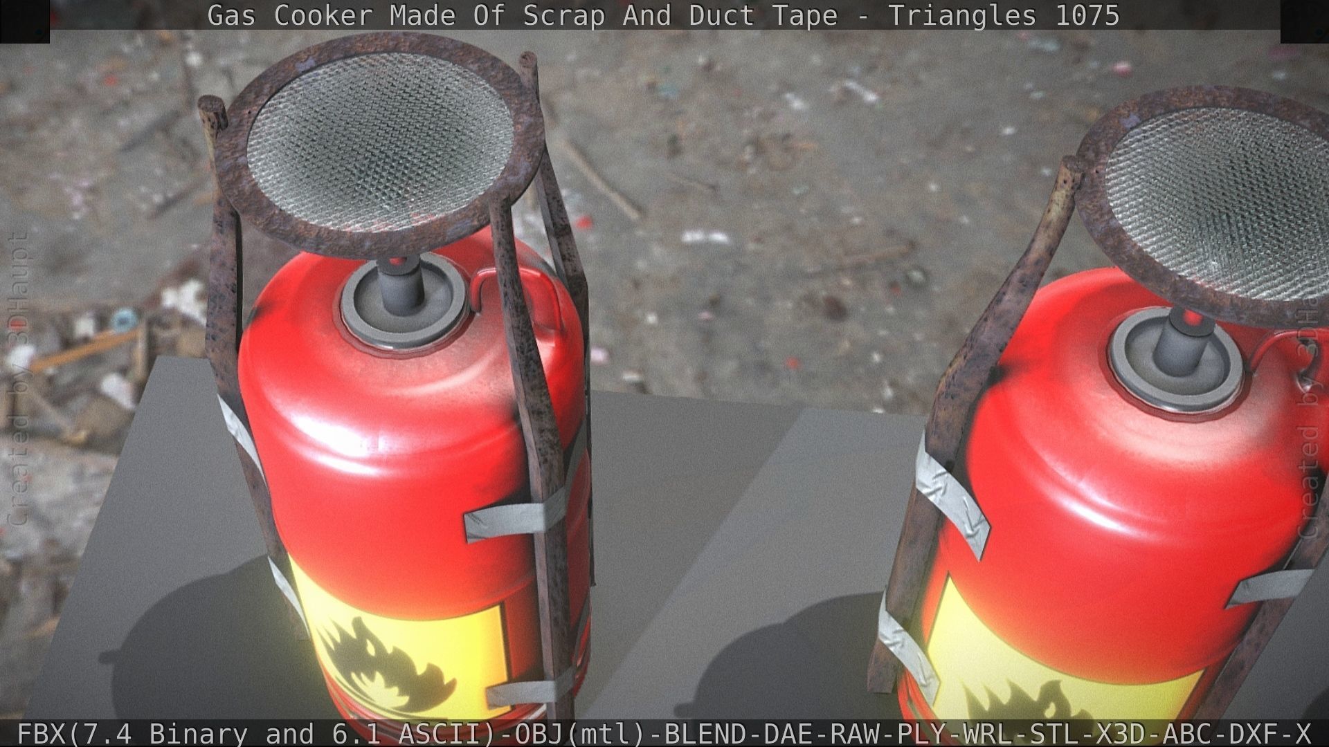 Gas Cooker Made Of Scrap And Duct Tape Low-poly 3D model_42