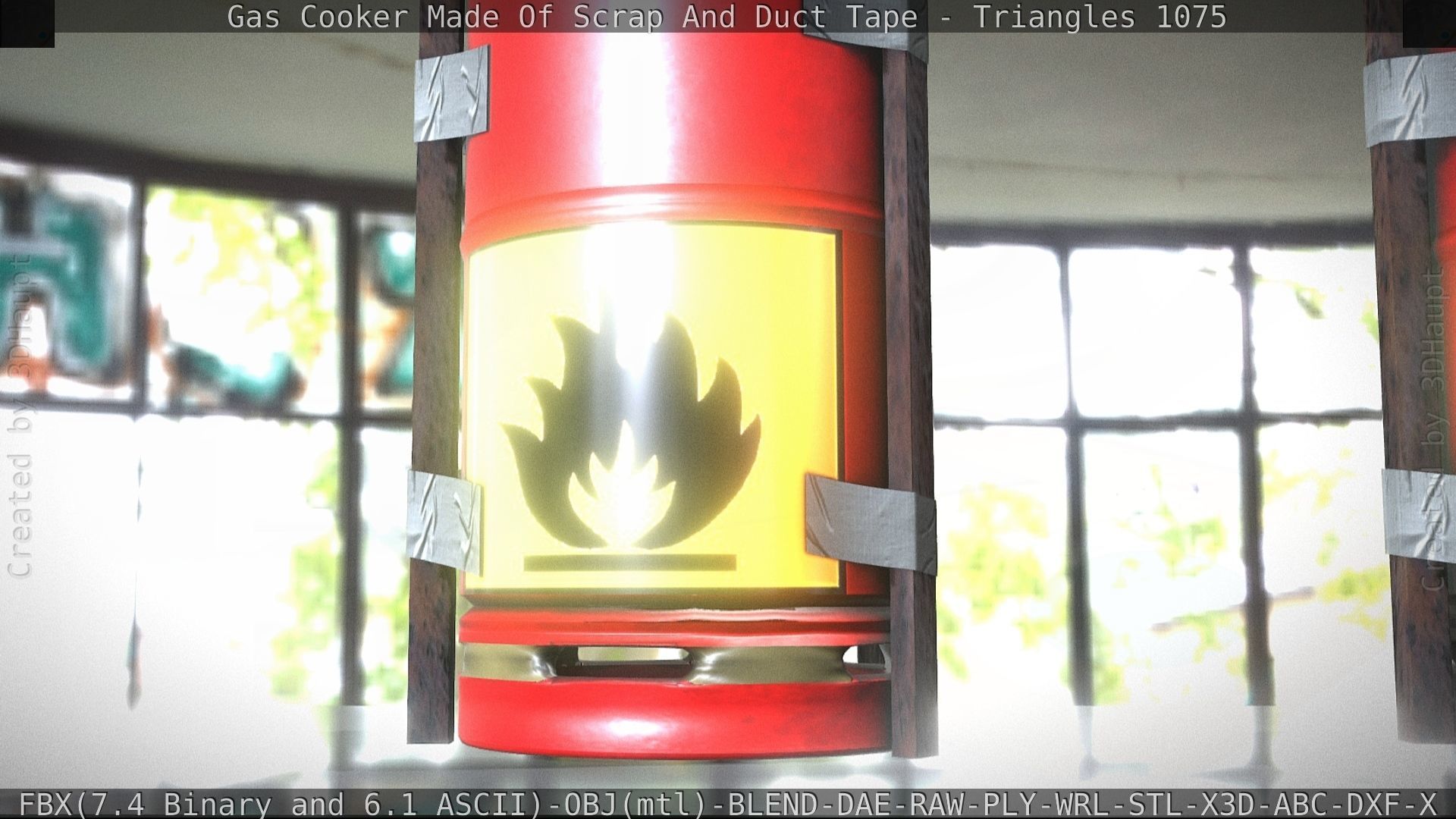 Gas Cooker Made Of Scrap And Duct Tape Low-poly 3D model_32