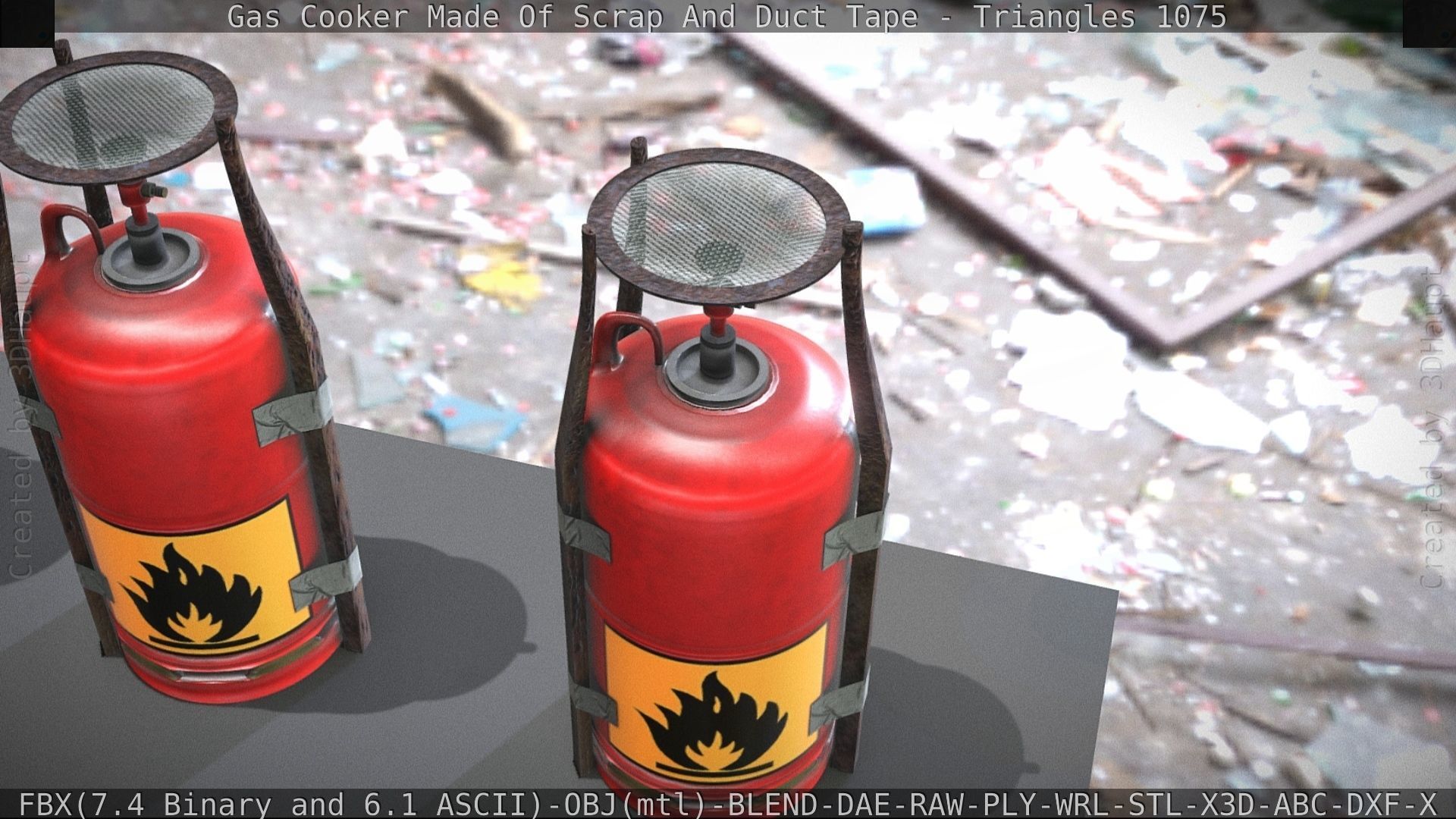 Gas Cooker Made Of Scrap And Duct Tape Low-poly 3D model_21