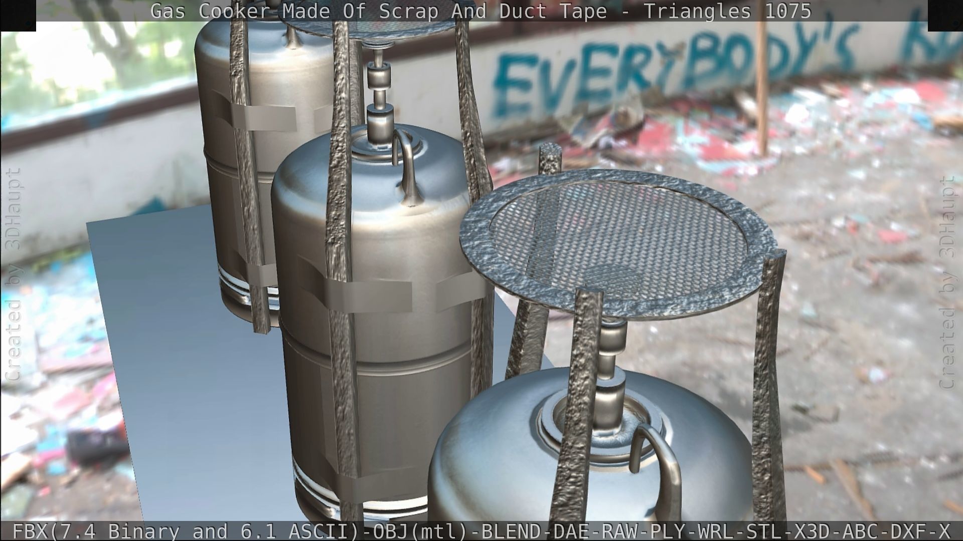 Gas Cooker Made Of Scrap And Duct Tape Low-poly 3D model_120