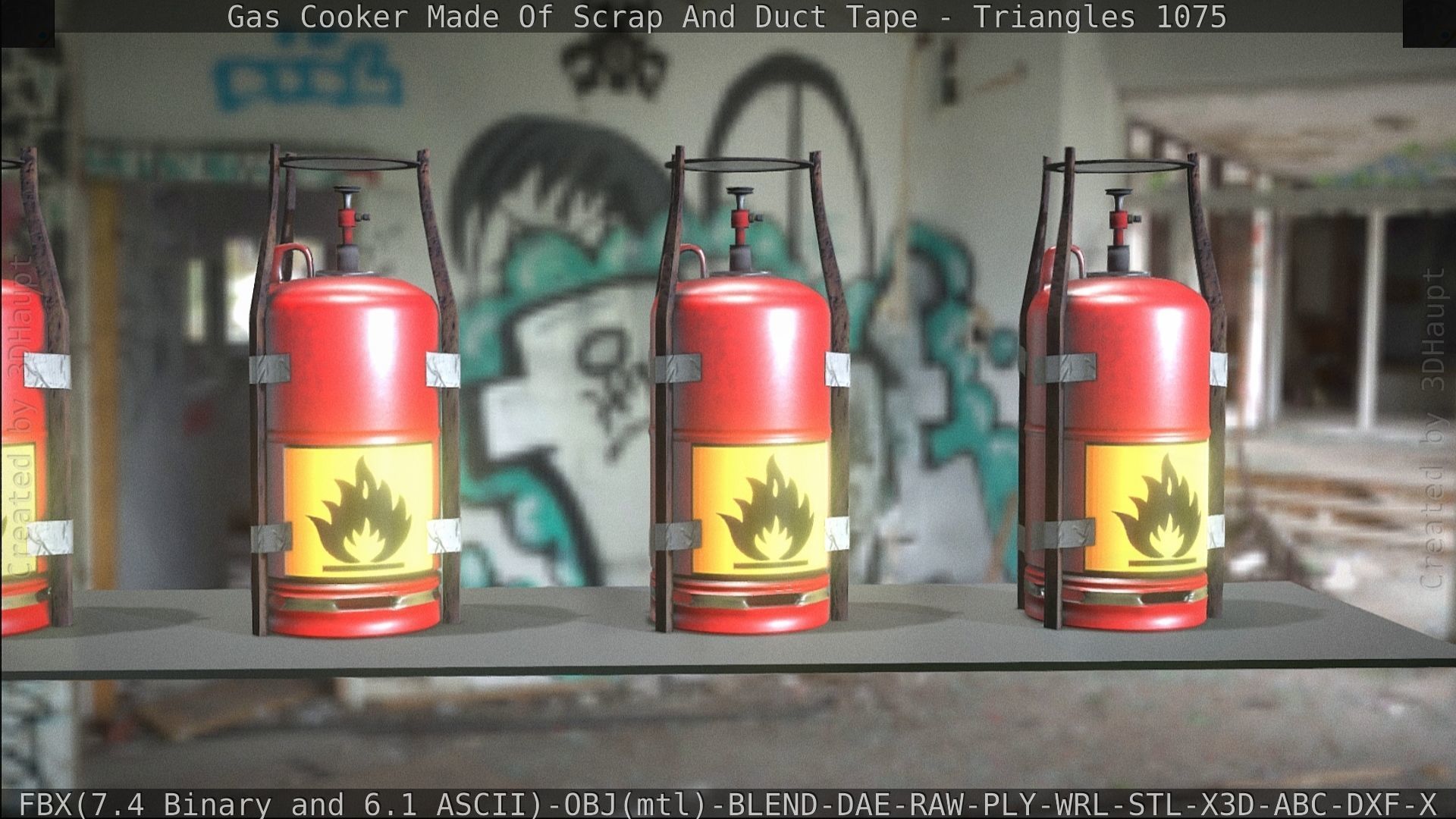 Gas Cooker Made Of Scrap And Duct Tape Low-poly 3D model_178