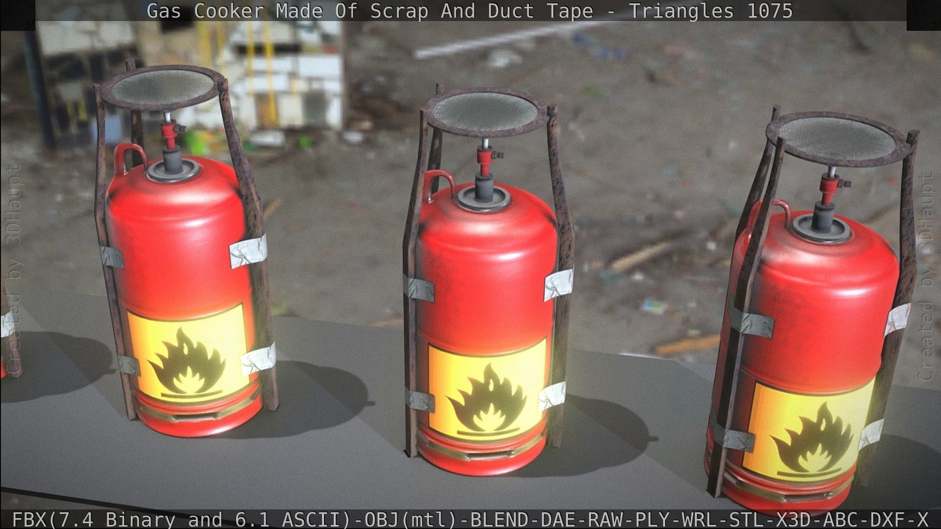 Gas Cooker Made Of Scrap And Duct Tape Low-poly 3D model_184