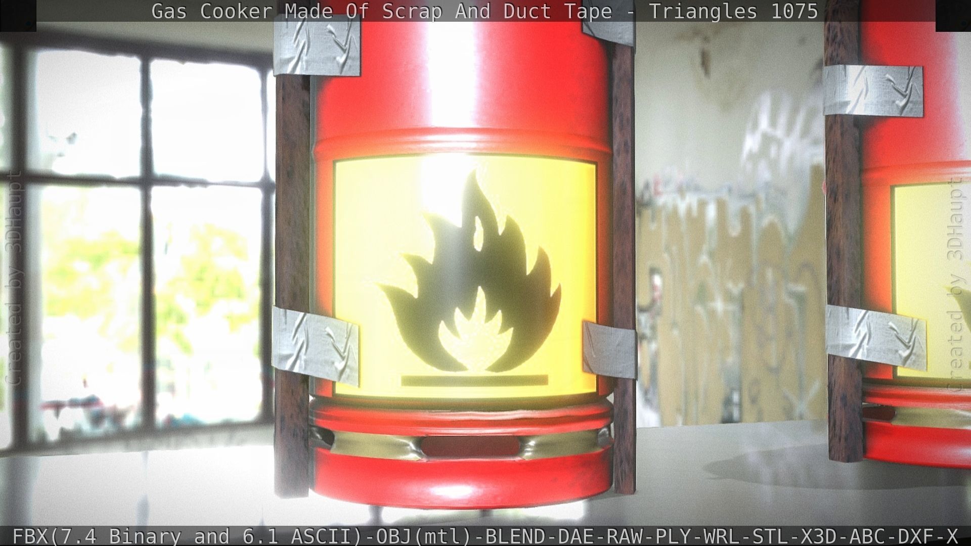 Gas Cooker Made Of Scrap And Duct Tape Low-poly 3D model_34