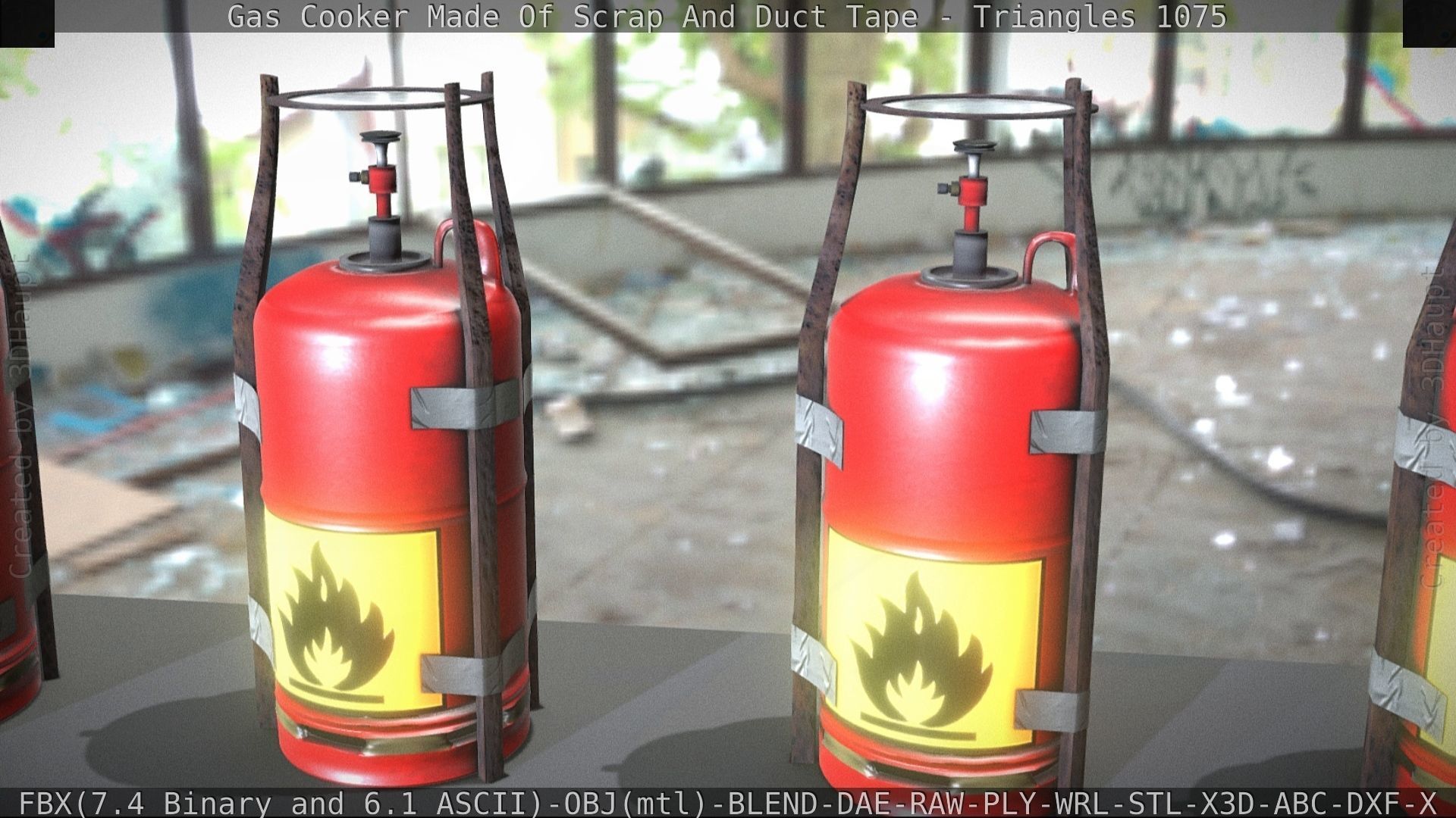 Gas Cooker Made Of Scrap And Duct Tape Low-poly 3D model_46