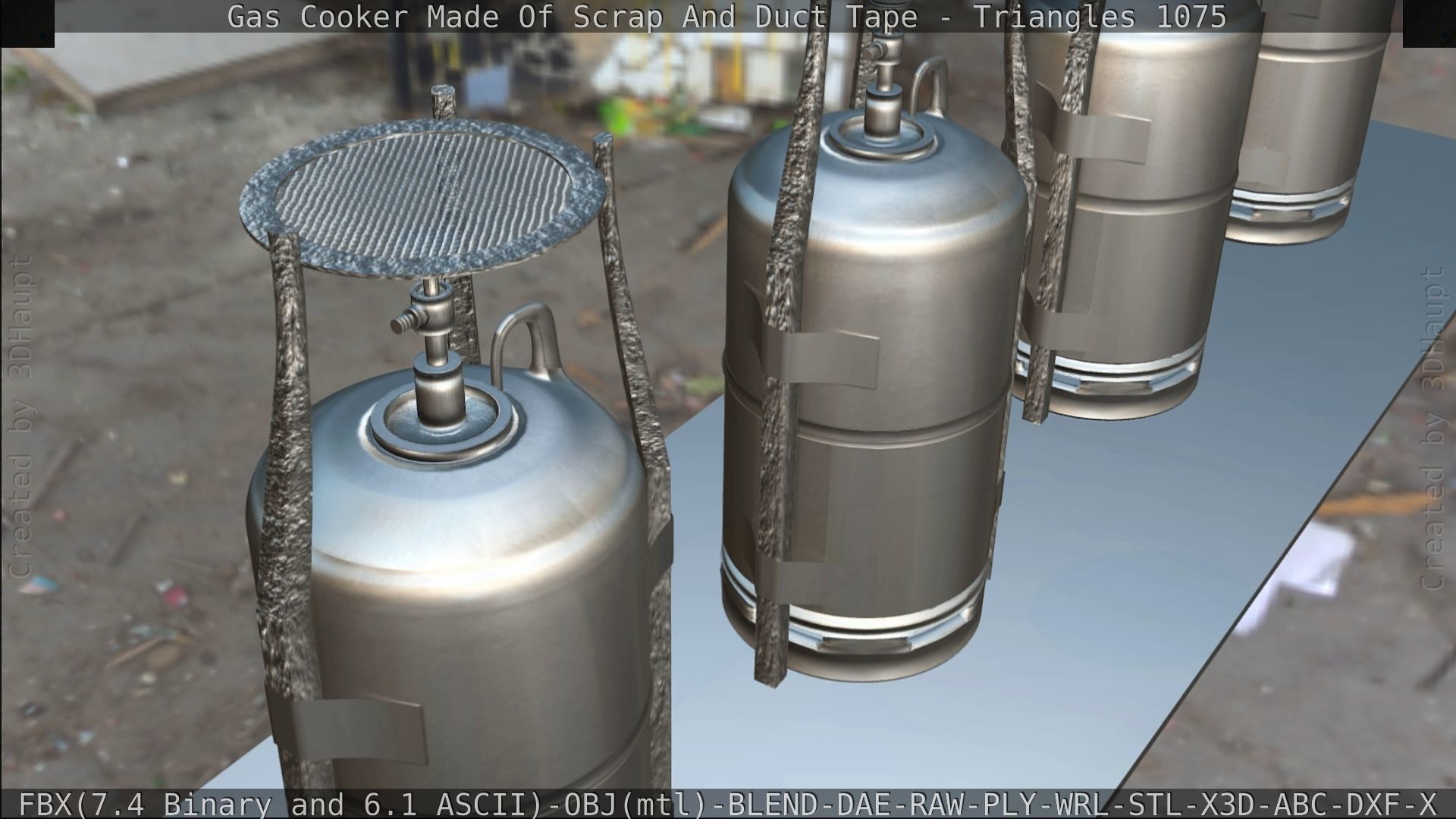 Gas Cooker Made Of Scrap And Duct Tape Low-poly 3D model_114