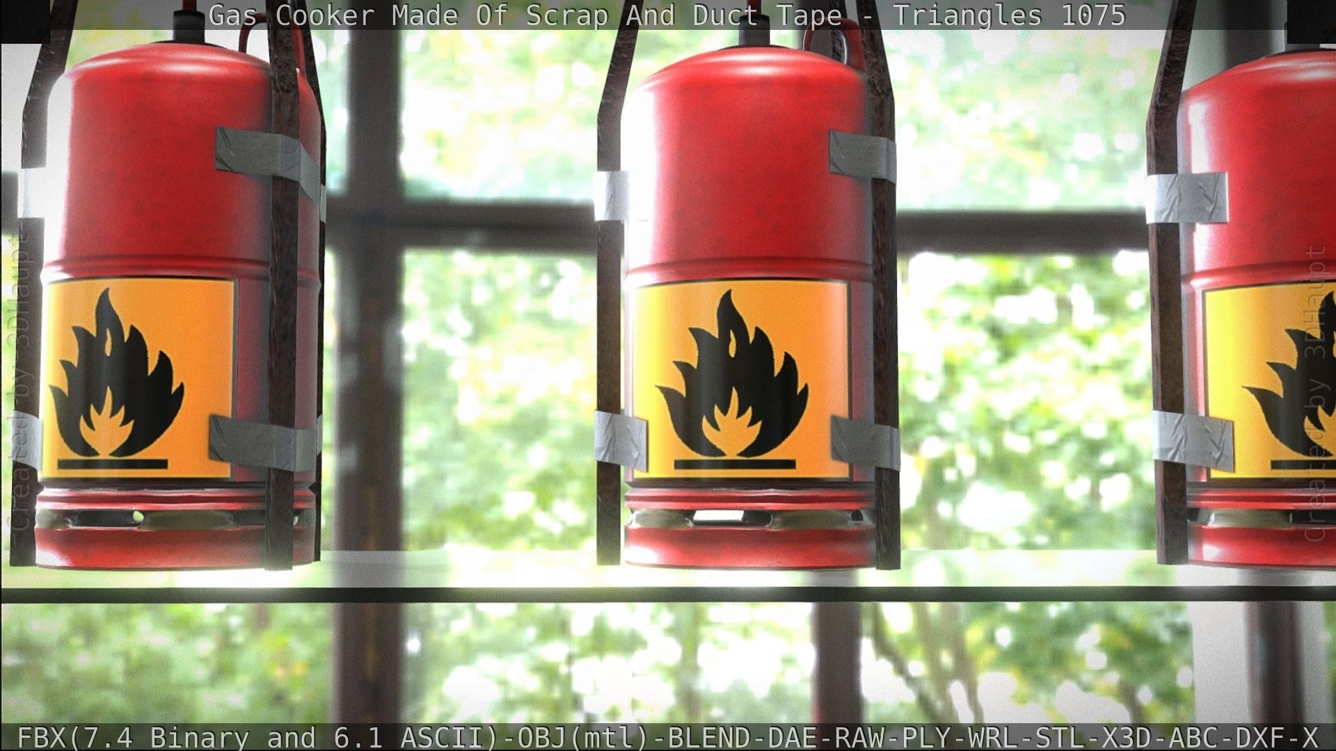 Gas Cooker Made Of Scrap And Duct Tape Low-poly 3D model_160