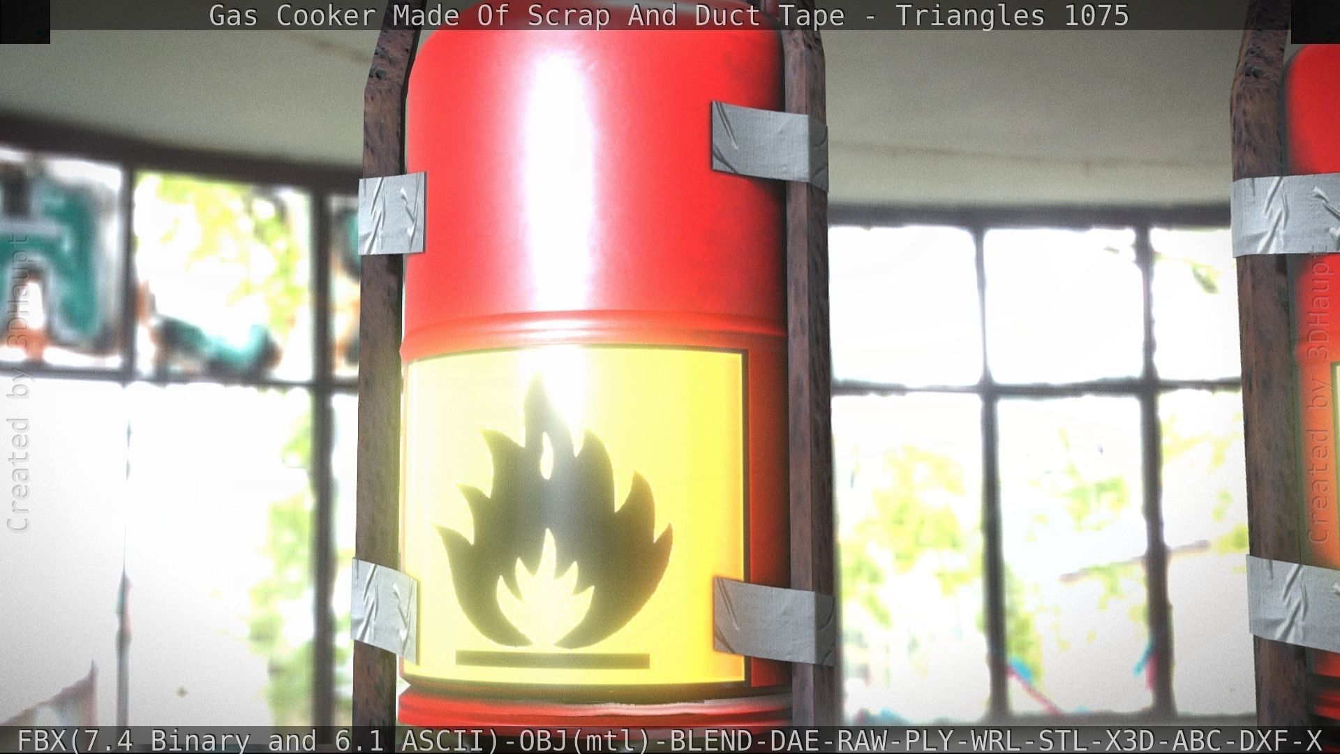 Gas Cooker Made Of Scrap And Duct Tape Low-poly 3D model_33