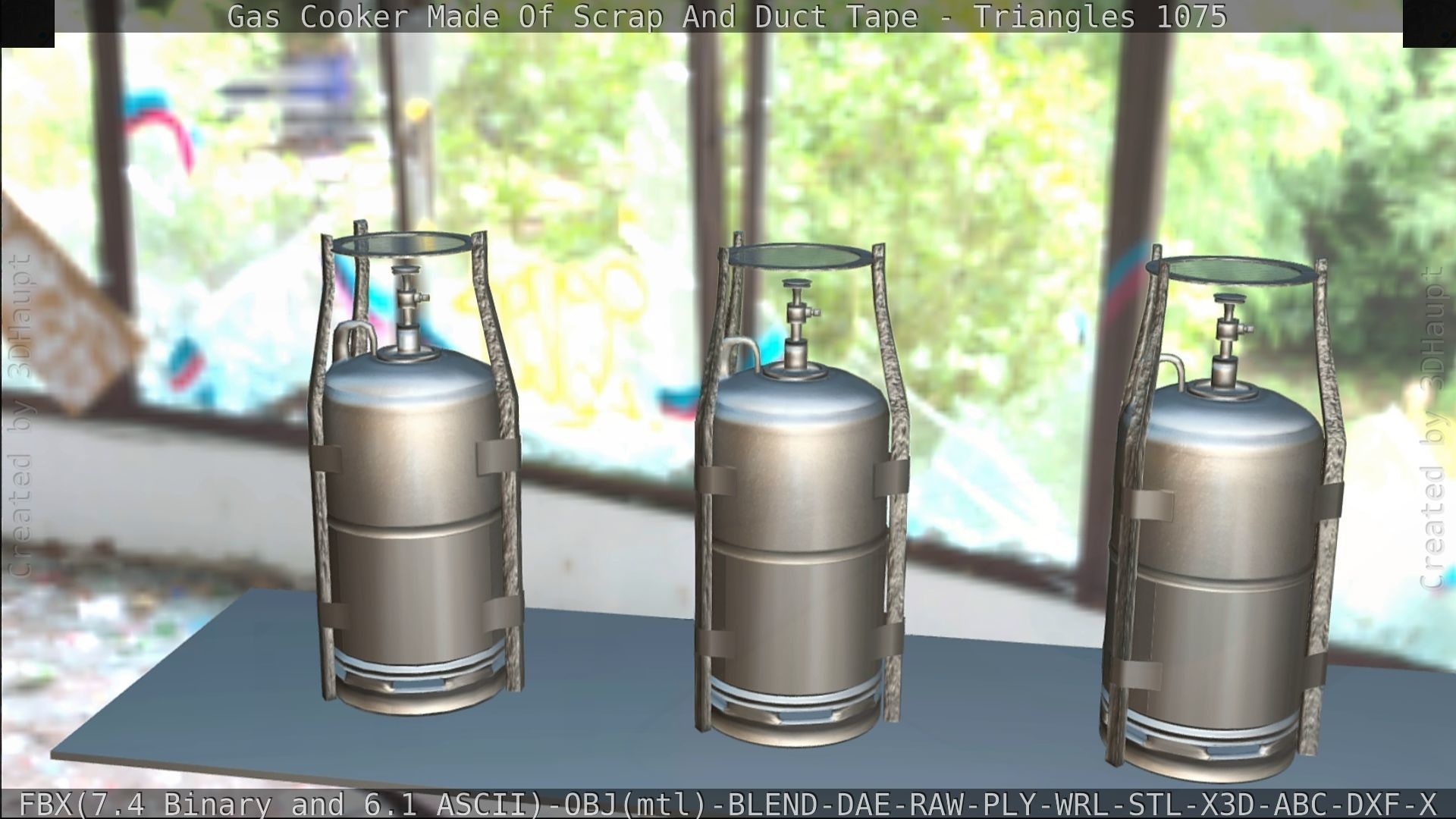 Gas Cooker Made Of Scrap And Duct Tape Low-poly 3D model_106