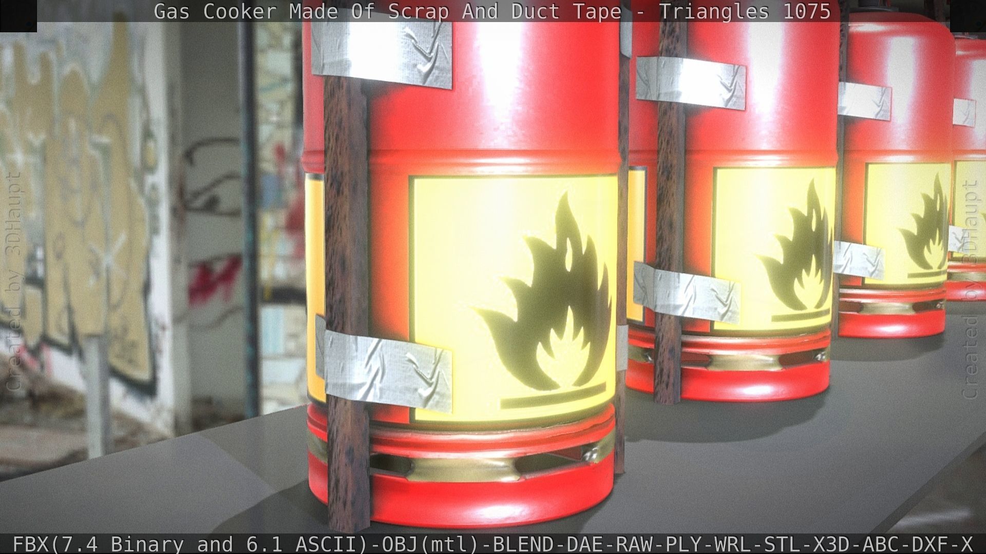 Gas Cooker Made Of Scrap And Duct Tape Low-poly 3D model_35