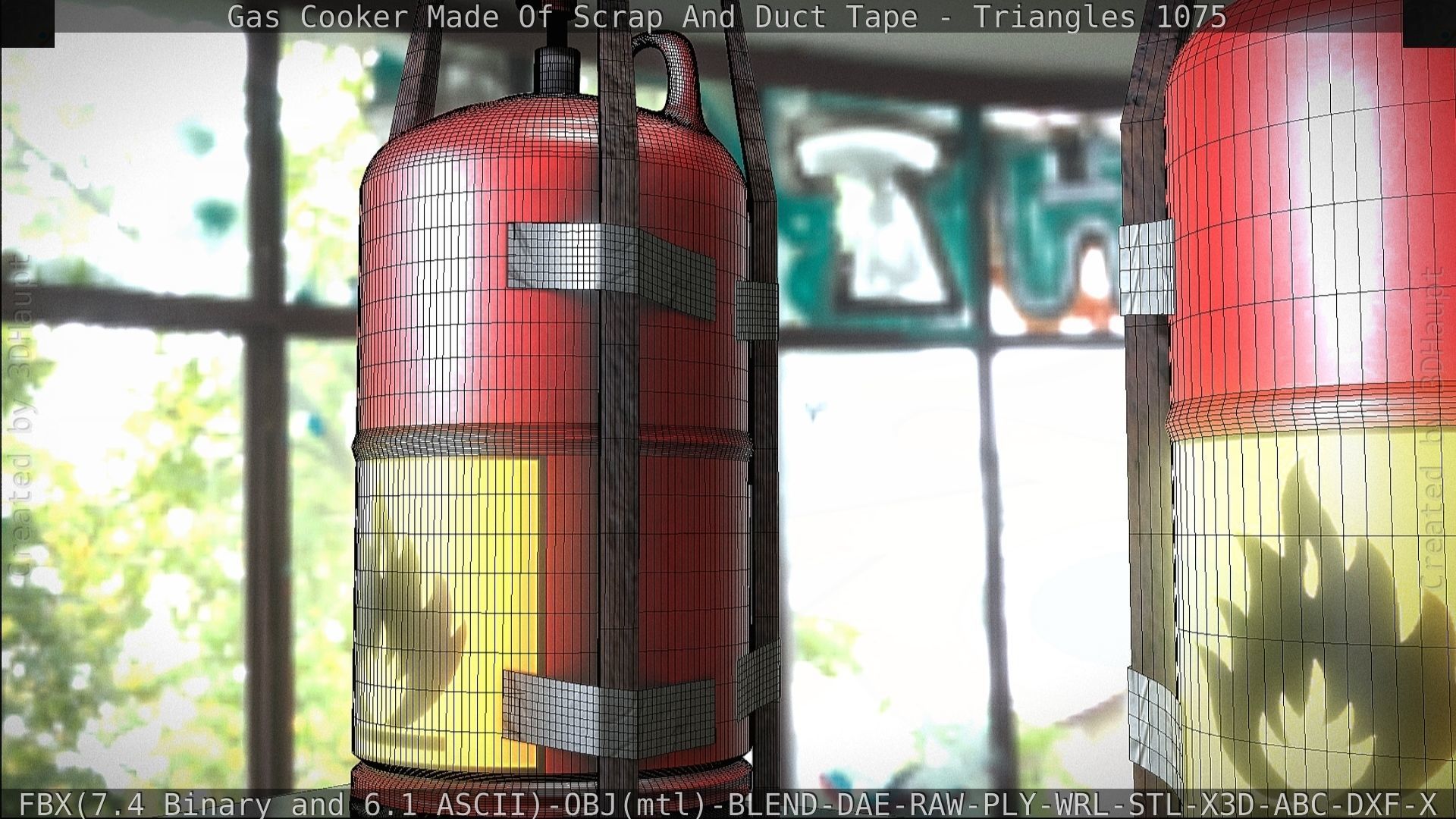 Gas Cooker Made Of Scrap And Duct Tape Low-poly 3D model_83