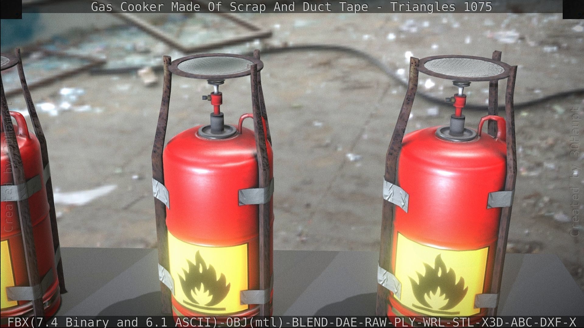 Gas Cooker Made Of Scrap And Duct Tape Low-poly 3D model_55