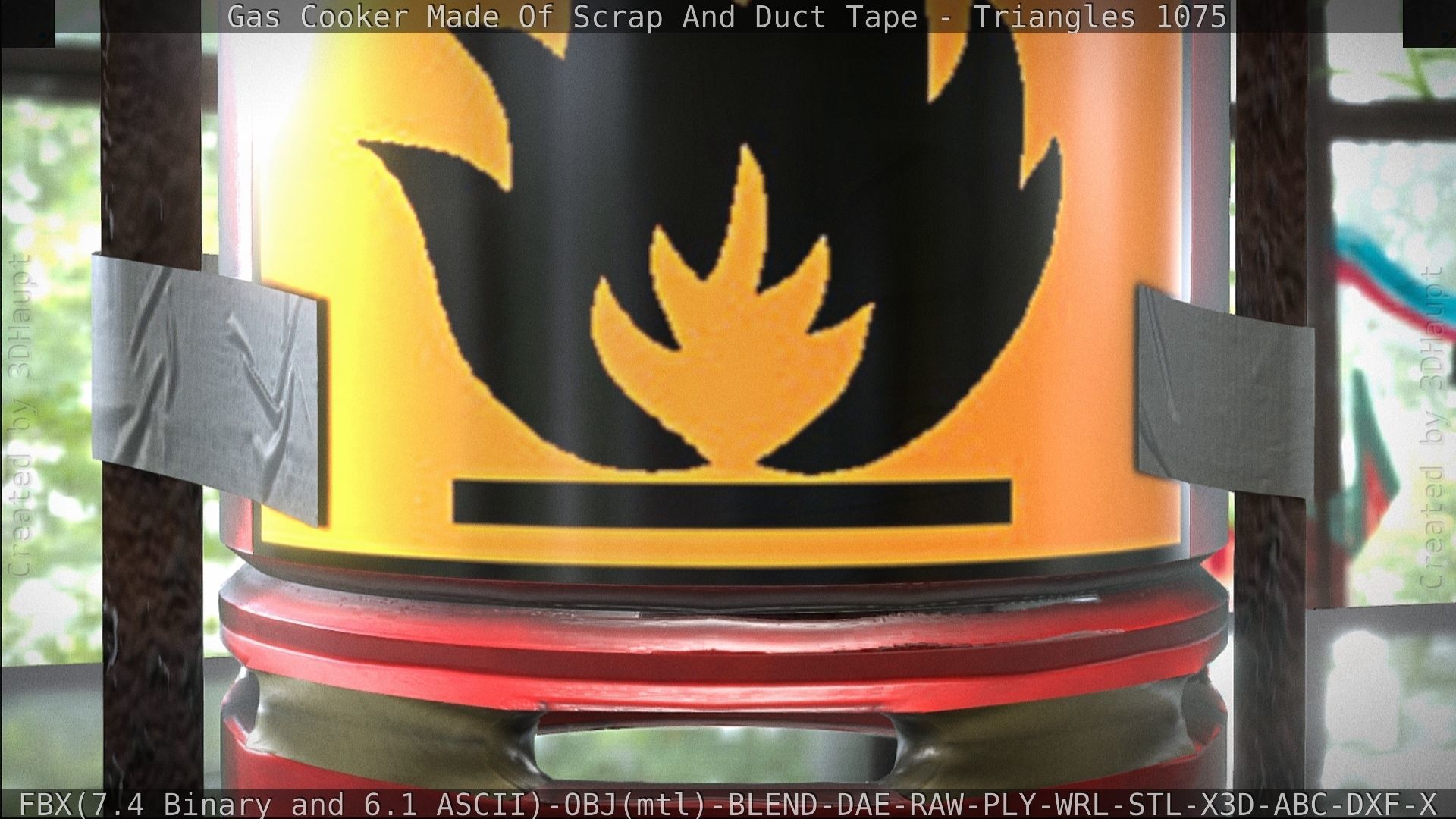 Gas Cooker Made Of Scrap And Duct Tape Low-poly 3D model_153