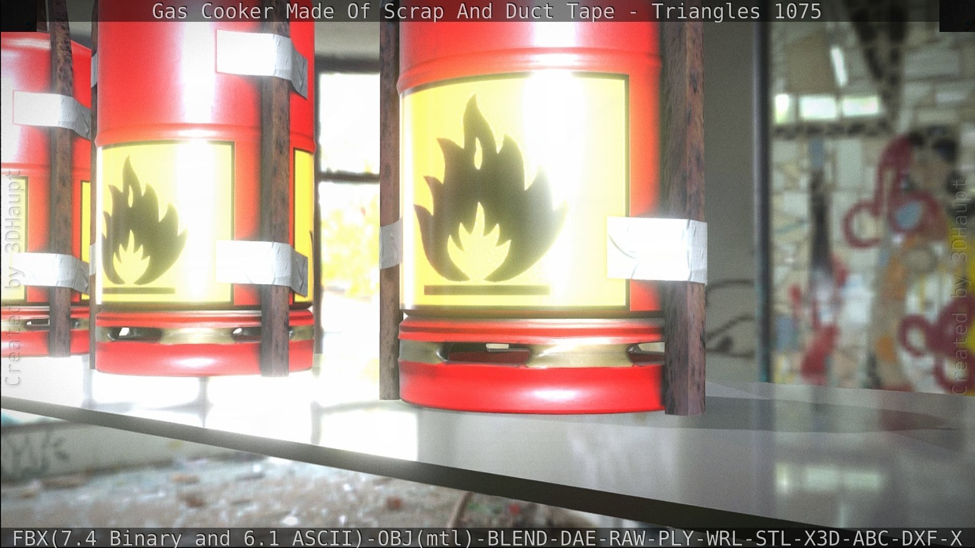 Gas Cooker Made Of Scrap And Duct Tape Low-poly 3D model_150