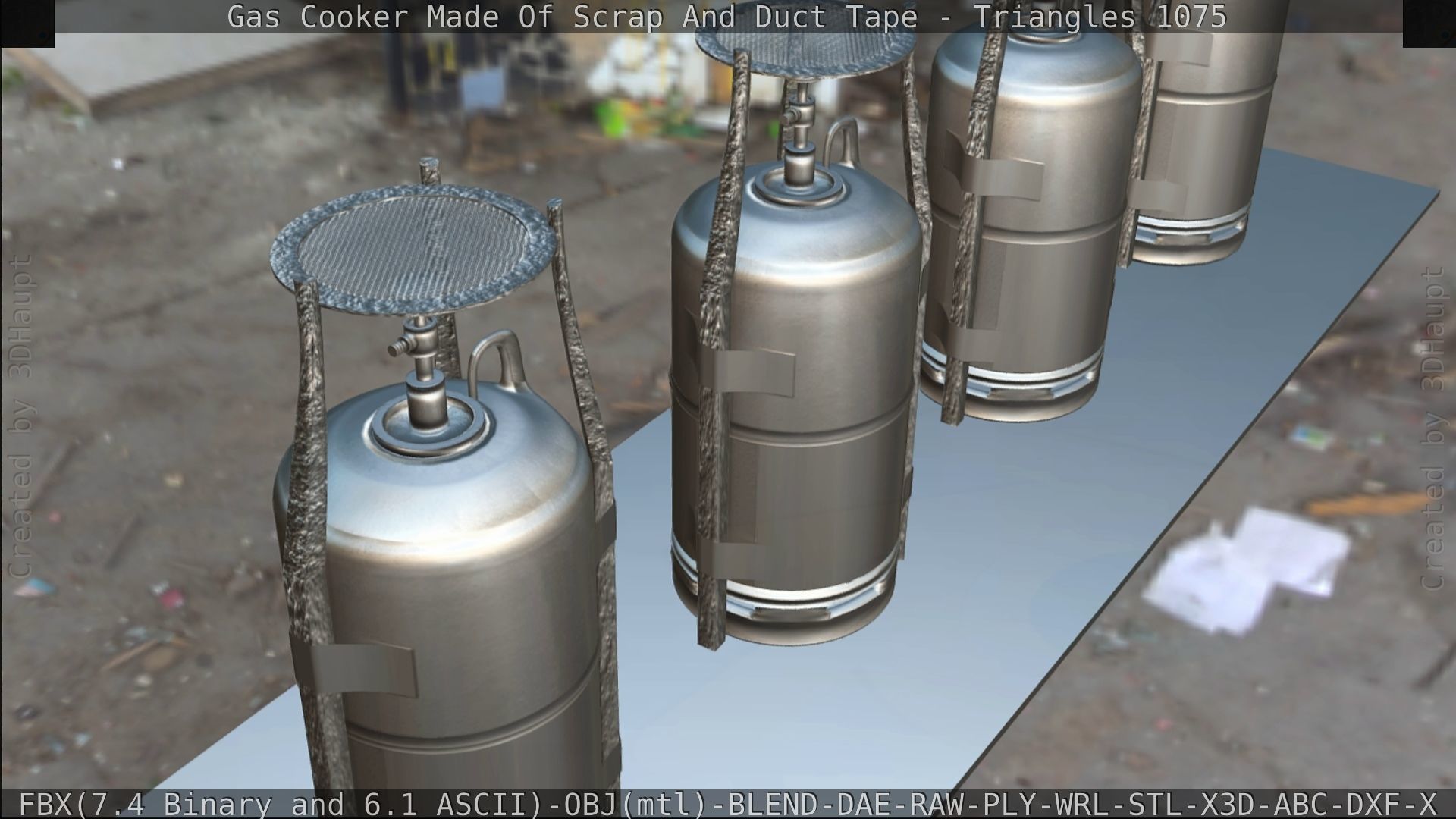 Gas Cooker Made Of Scrap And Duct Tape Low-poly 3D model_111