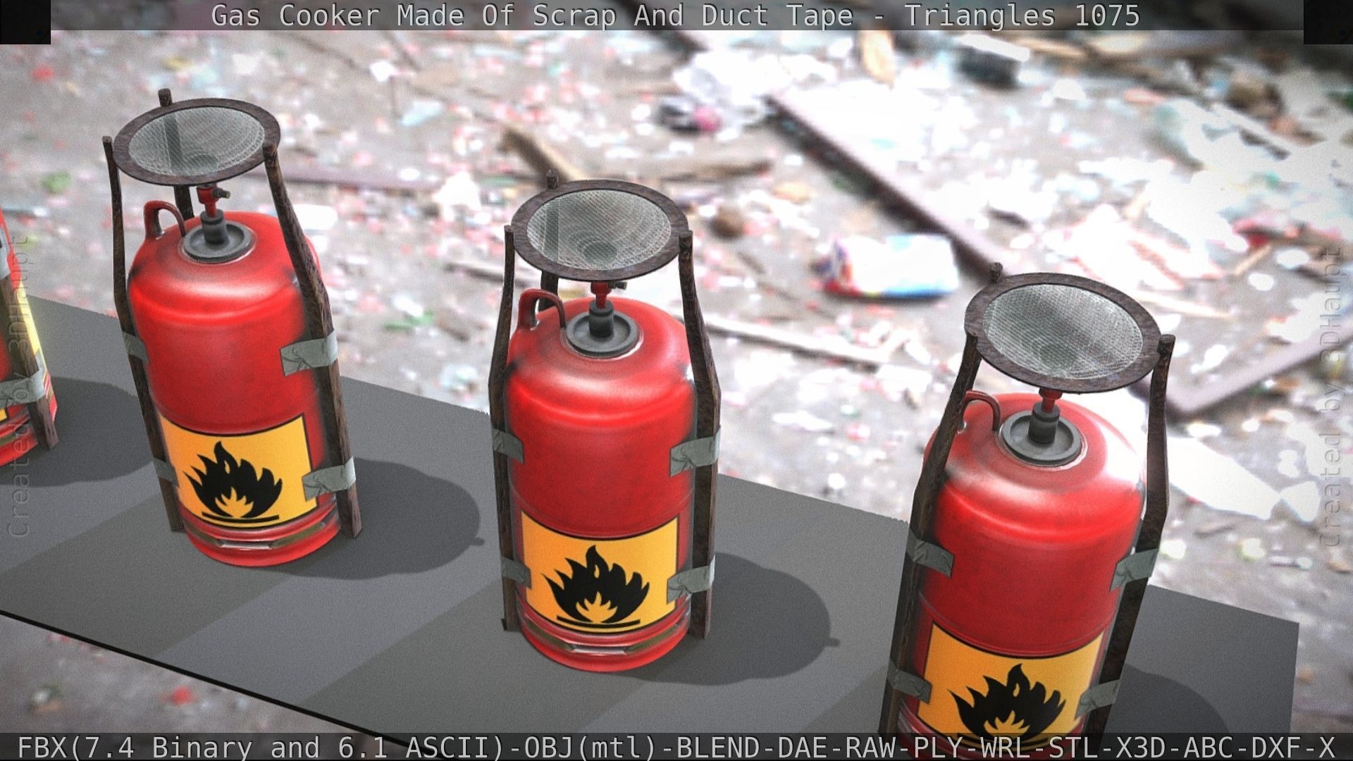 Gas Cooker Made Of Scrap And Duct Tape Low-poly 3D model_19