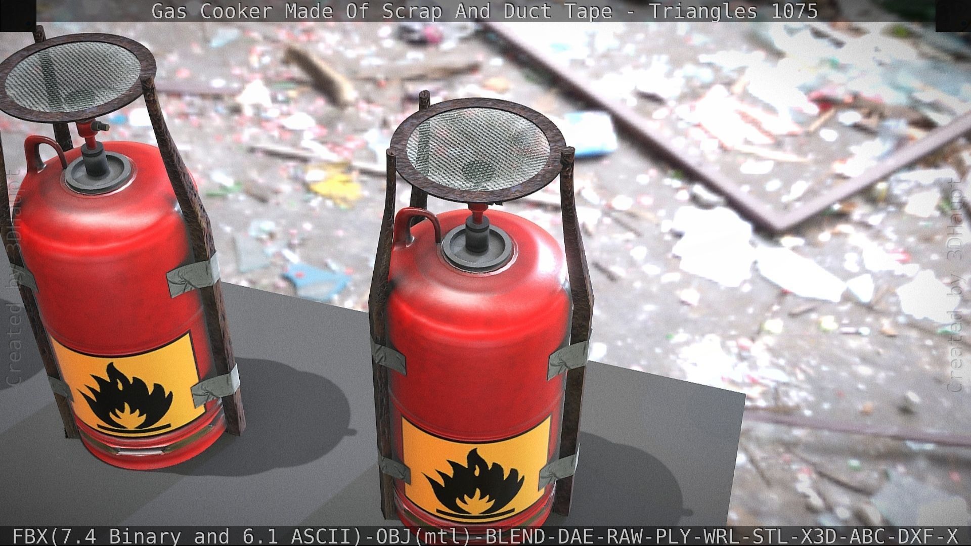 Gas Cooker Made Of Scrap And Duct Tape Low-poly 3D model_22