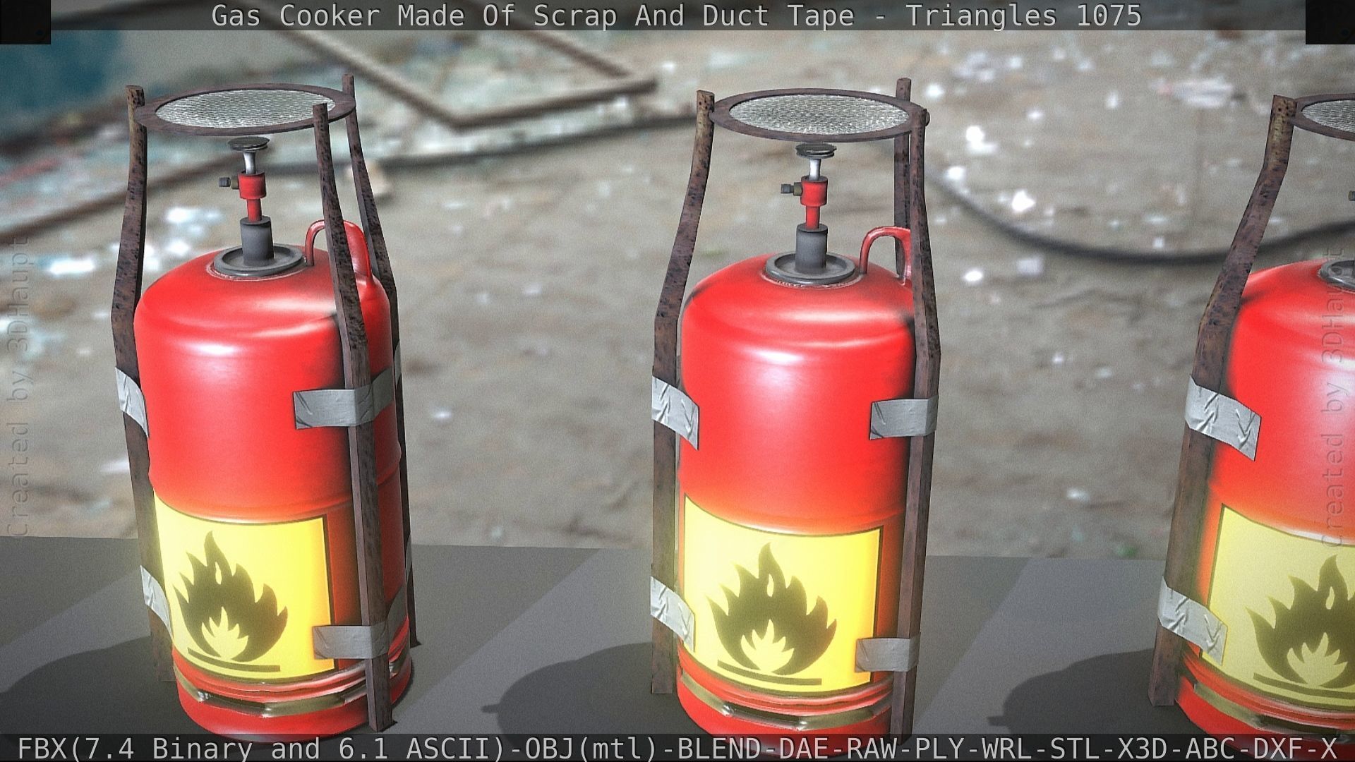 Gas Cooker Made Of Scrap And Duct Tape Low-poly 3D model_51