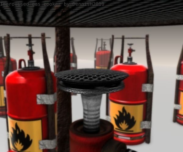 Gas Cooker Made Of Scrap And Duct Tape Low-poly 3D model_6