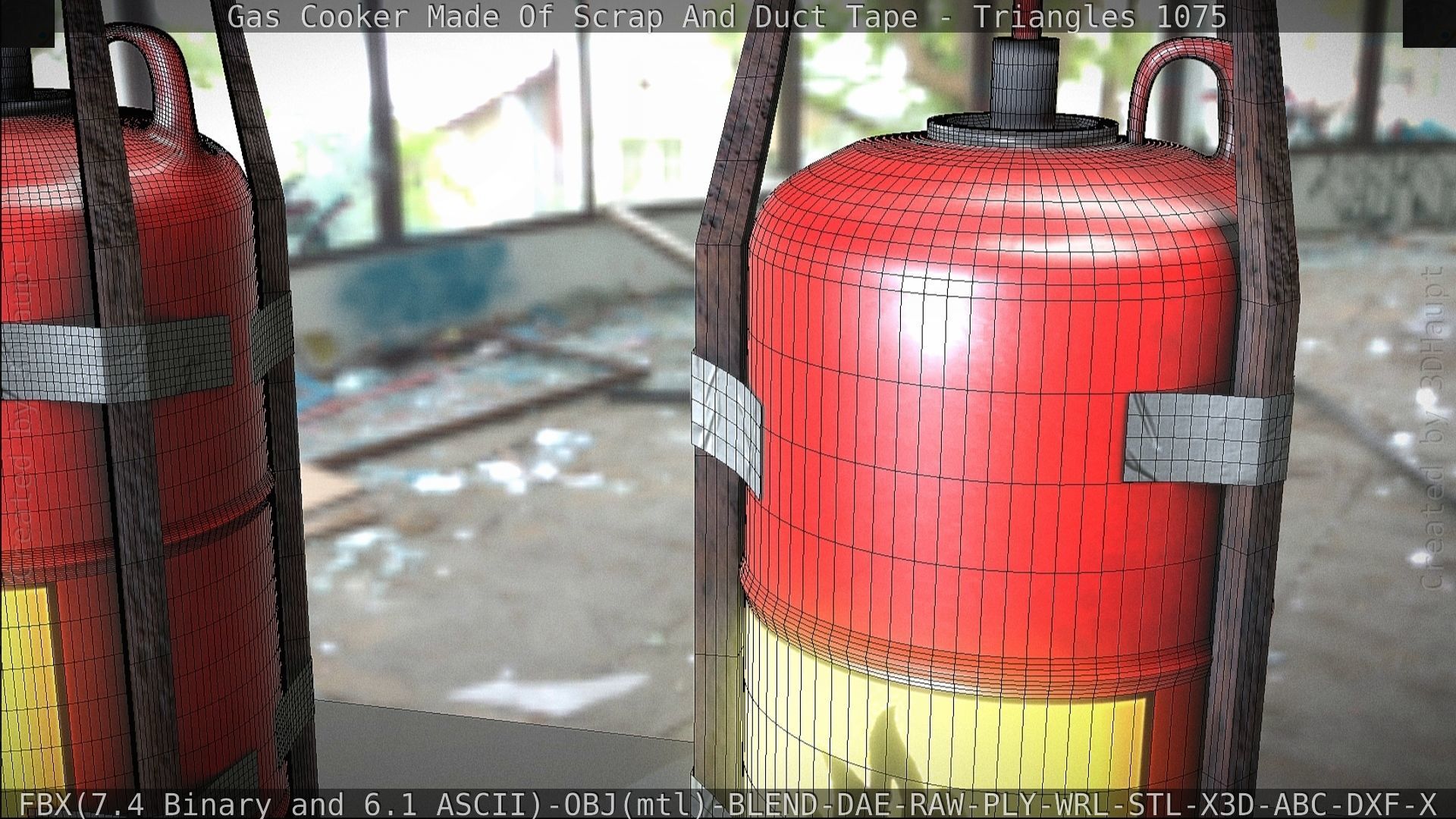 Gas Cooker Made Of Scrap And Duct Tape Low-poly 3D model_86