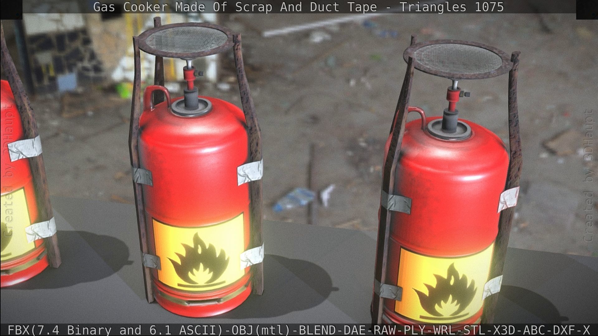 Gas Cooker Made Of Scrap And Duct Tape Low-poly 3D model_182