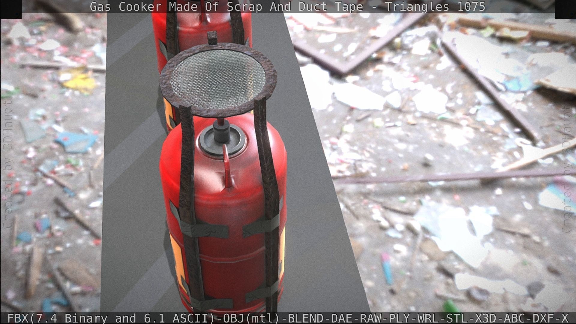Gas Cooker Made Of Scrap And Duct Tape Low-poly 3D model_165