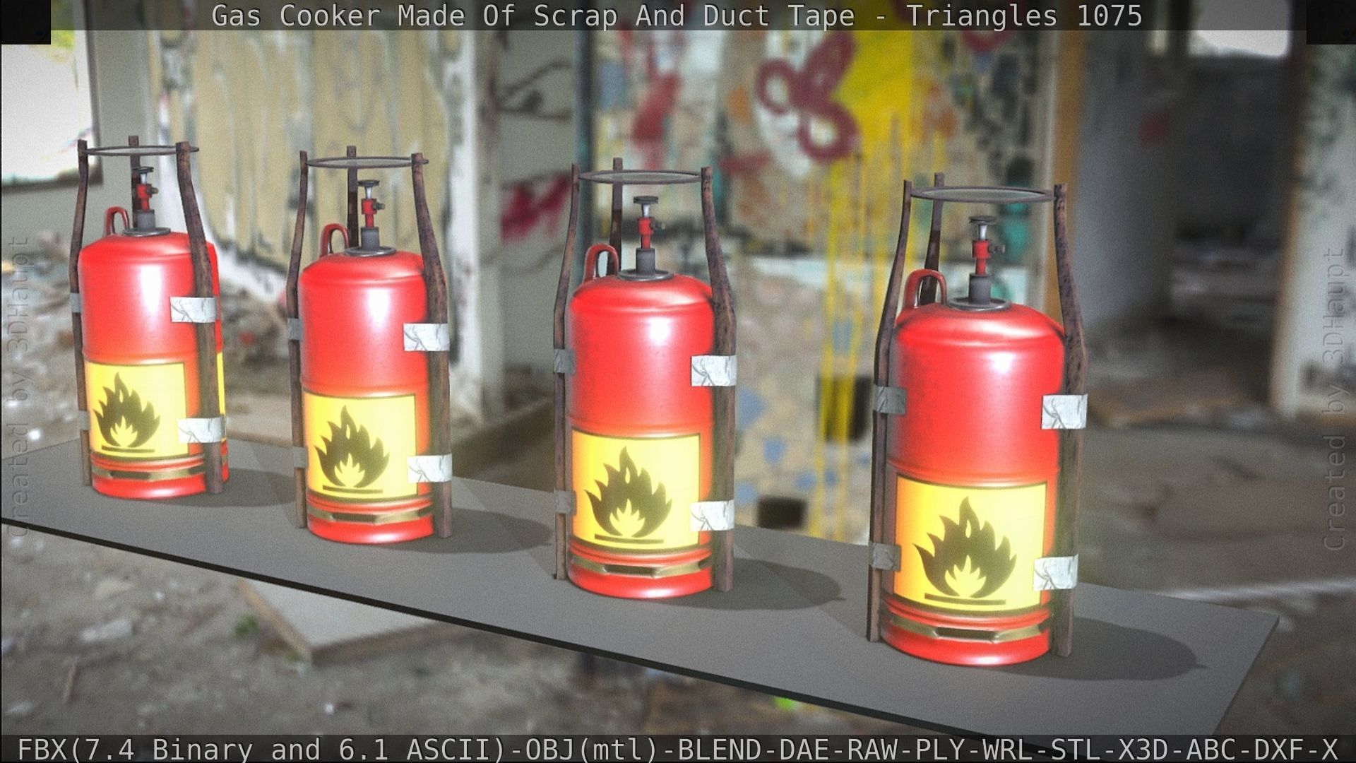 Gas Cooker Made Of Scrap And Duct Tape Low-poly 3D model_173