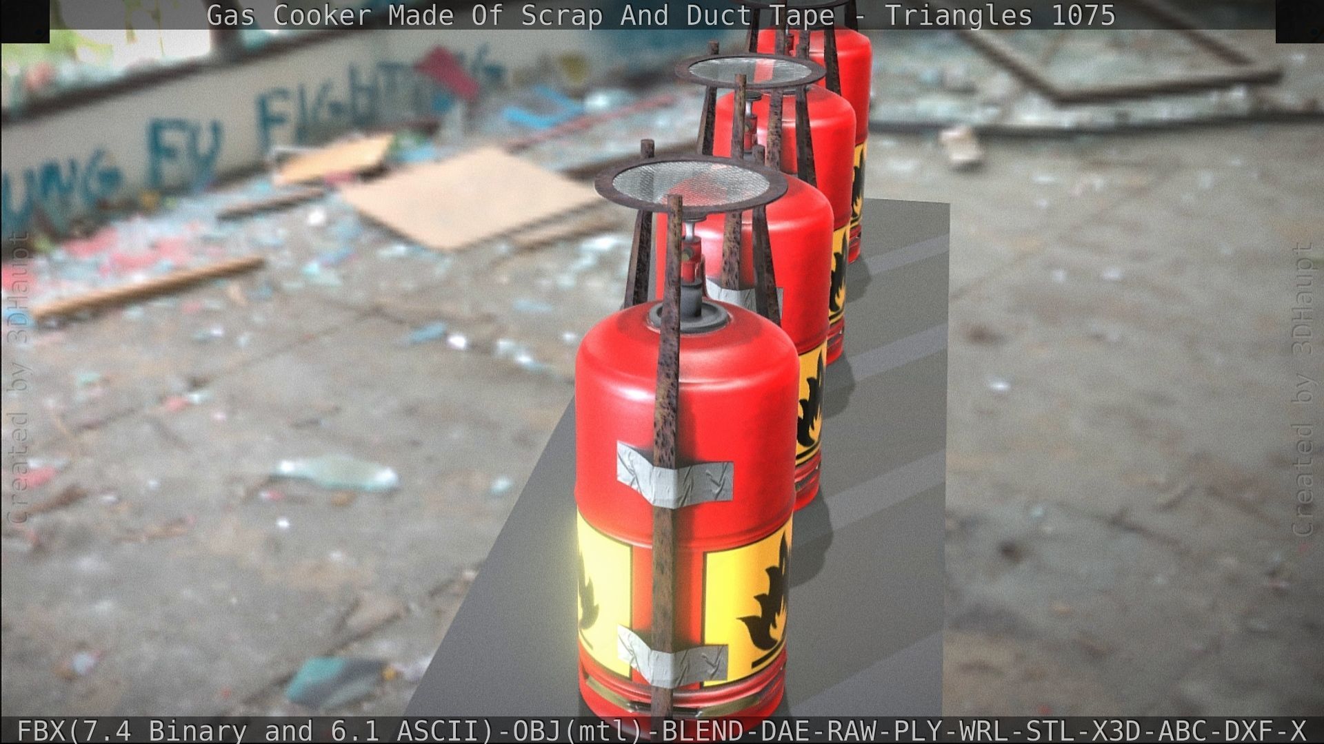 Gas Cooker Made Of Scrap And Duct Tape Low-poly 3D model_142