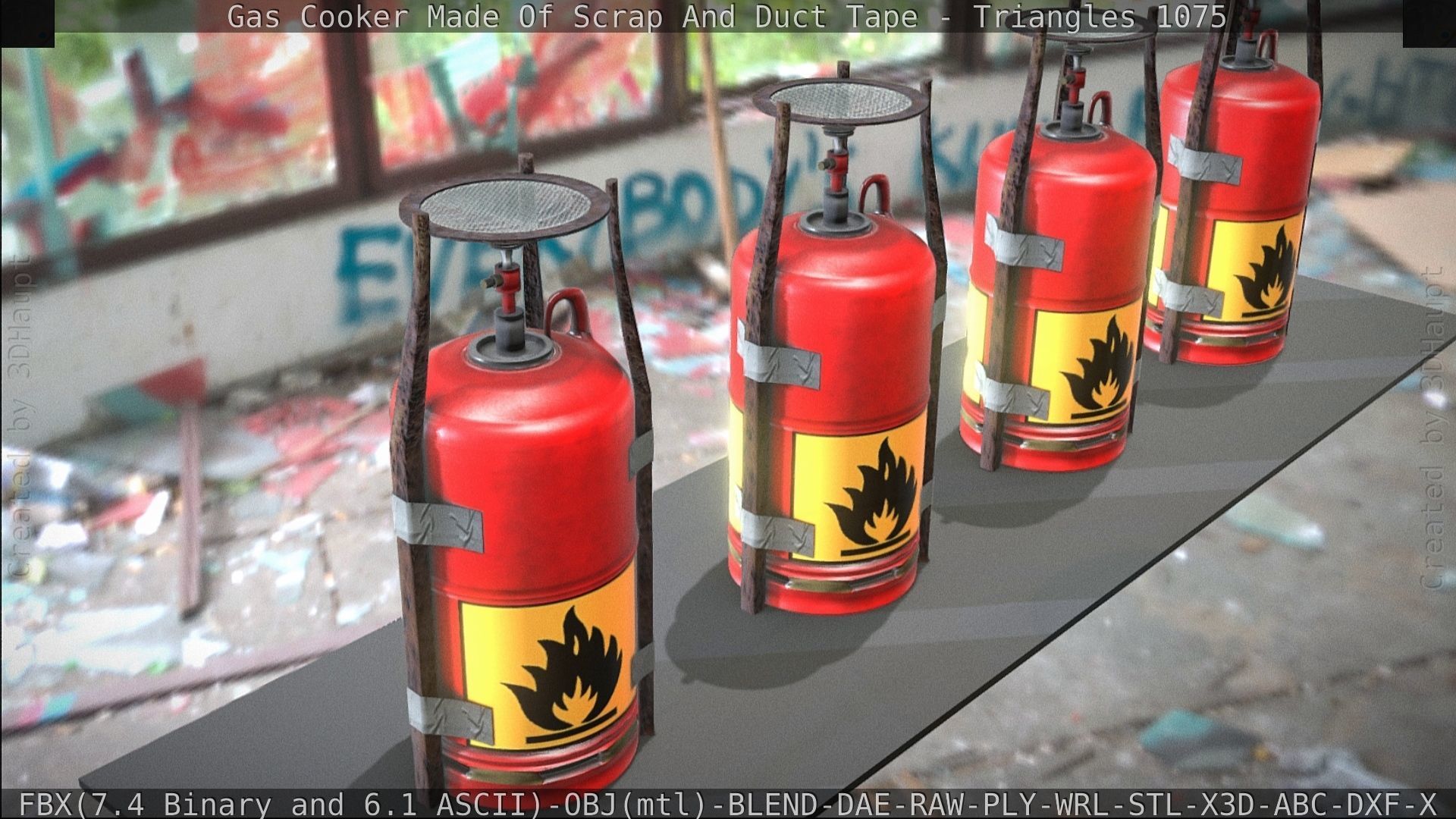 Gas Cooker Made Of Scrap And Duct Tape Low-poly 3D model_140