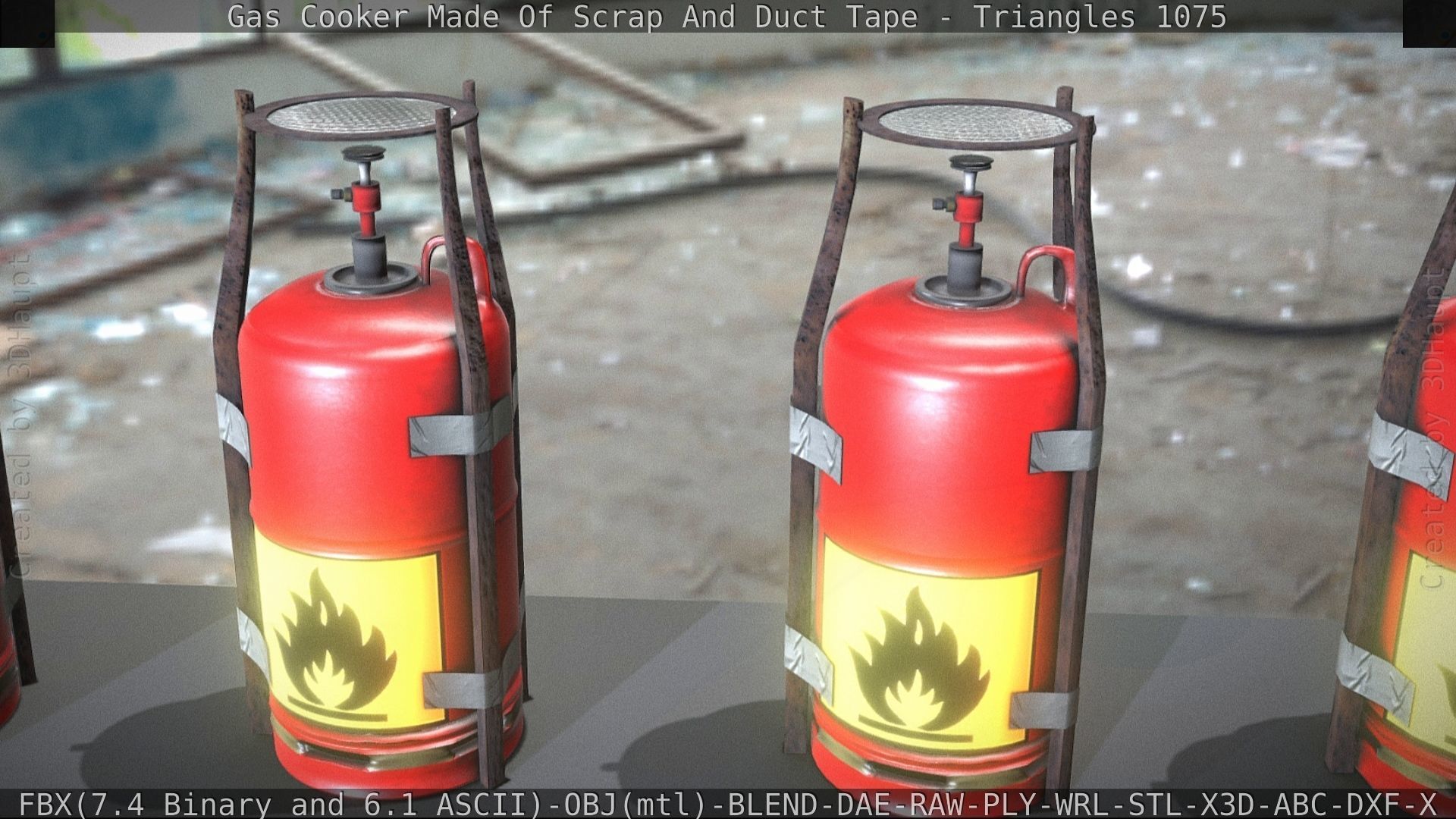 Gas Cooker Made Of Scrap And Duct Tape Low-poly 3D model_48