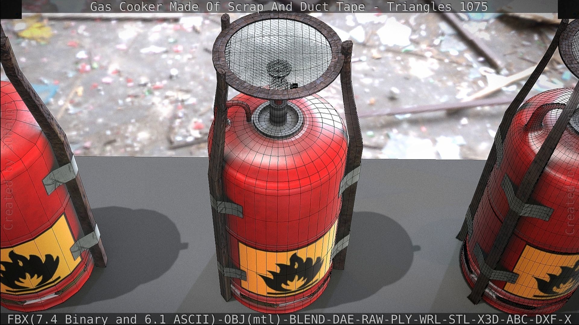 Gas Cooker Made Of Scrap And Duct Tape Low-poly 3D model_74