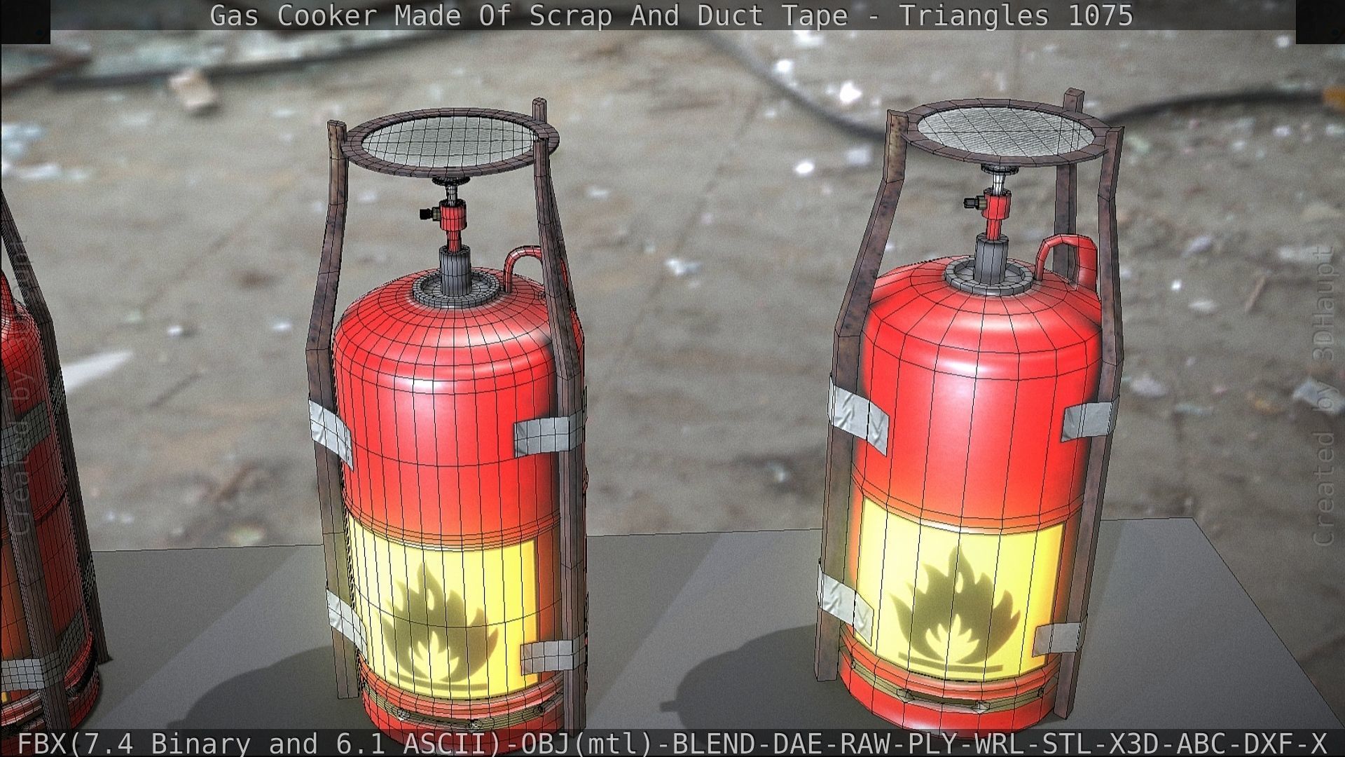 Gas Cooker Made Of Scrap And Duct Tape Low-poly 3D model_90