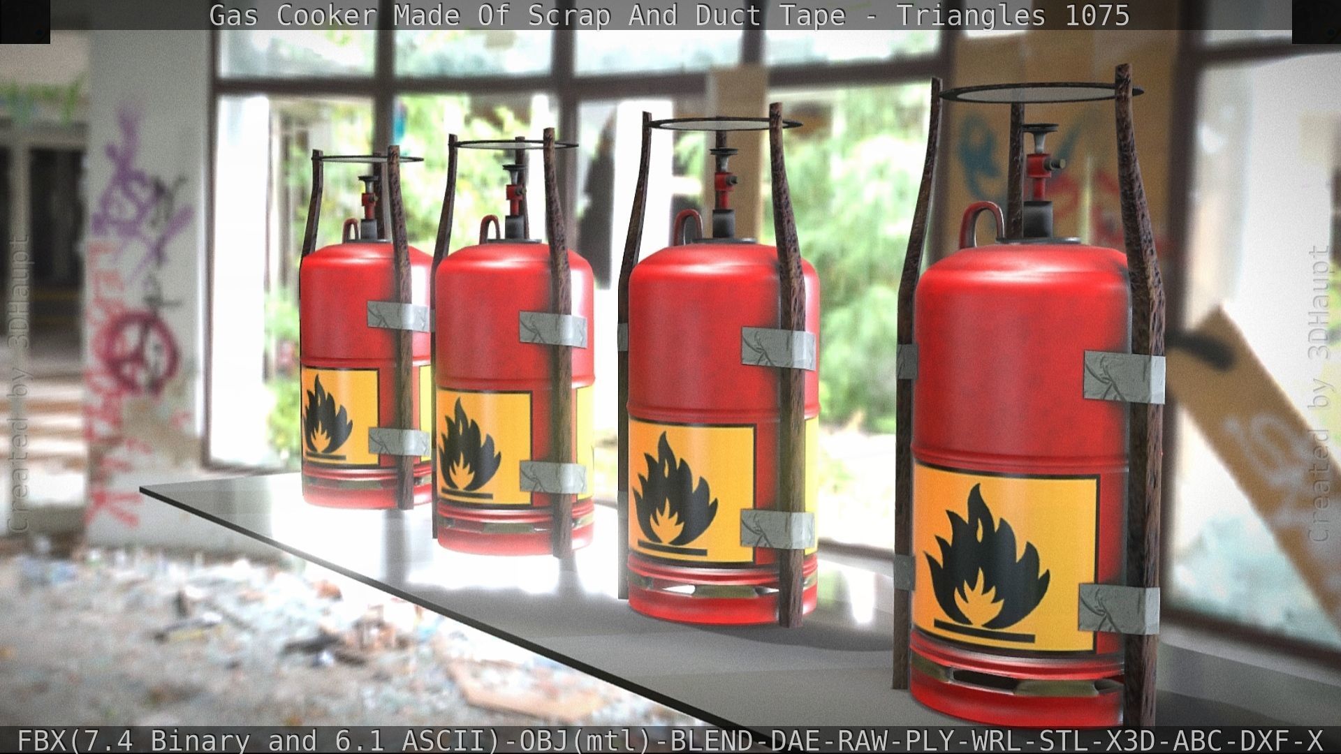 Gas Cooker Made Of Scrap And Duct Tape Low-poly 3D model_16