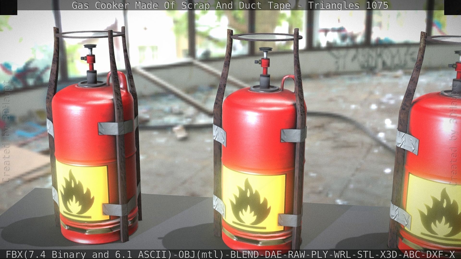 Gas Cooker Made Of Scrap And Duct Tape Low-poly 3D model_45