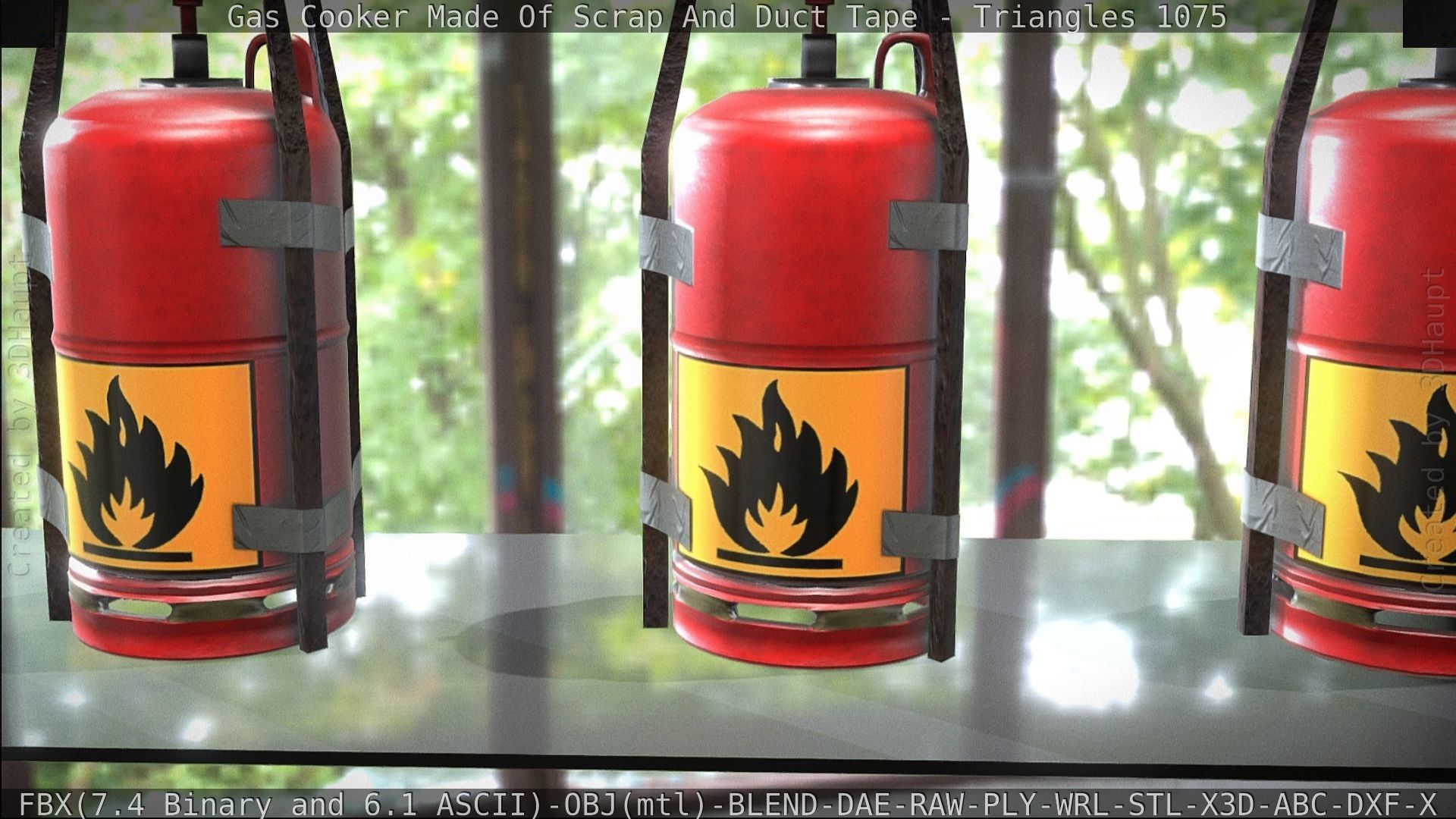 Gas Cooker Made Of Scrap And Duct Tape Low-poly 3D model_161